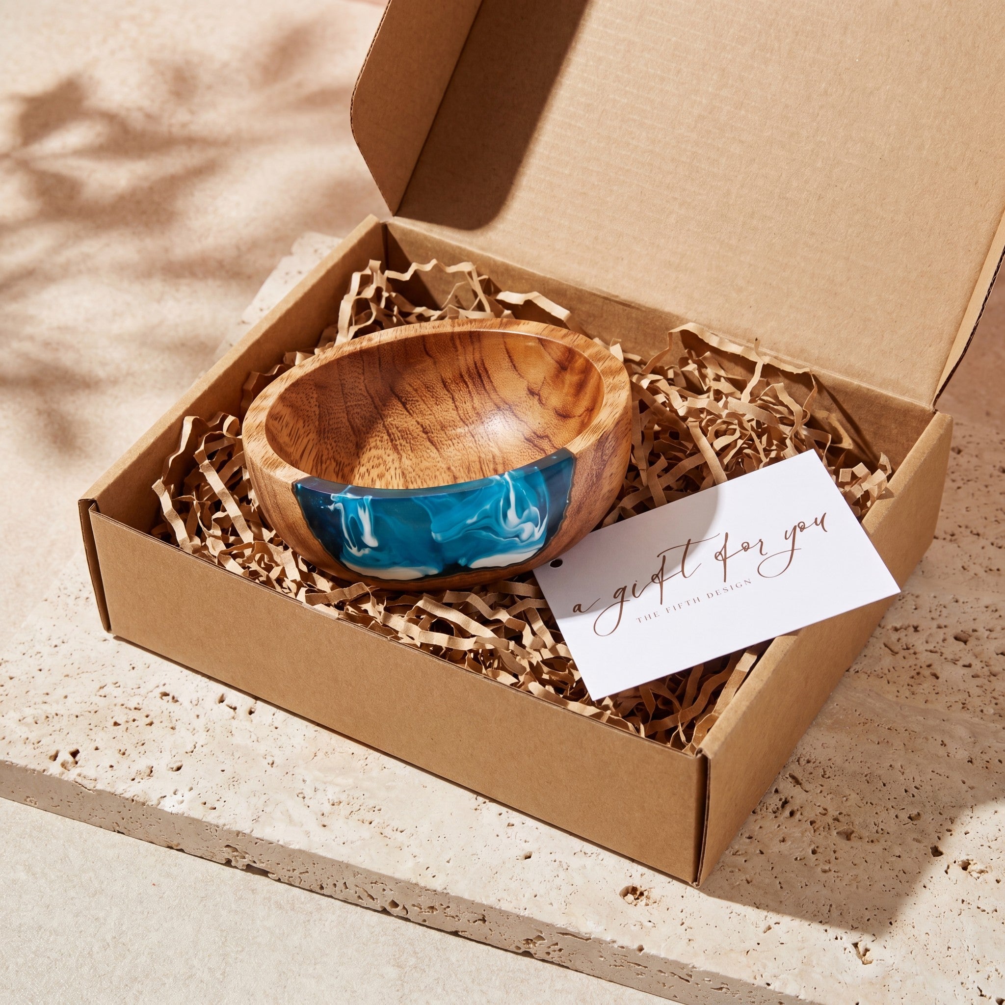 Resin Bowl in Seascape - a gift moment, wrapped and ready #colour_seascape
