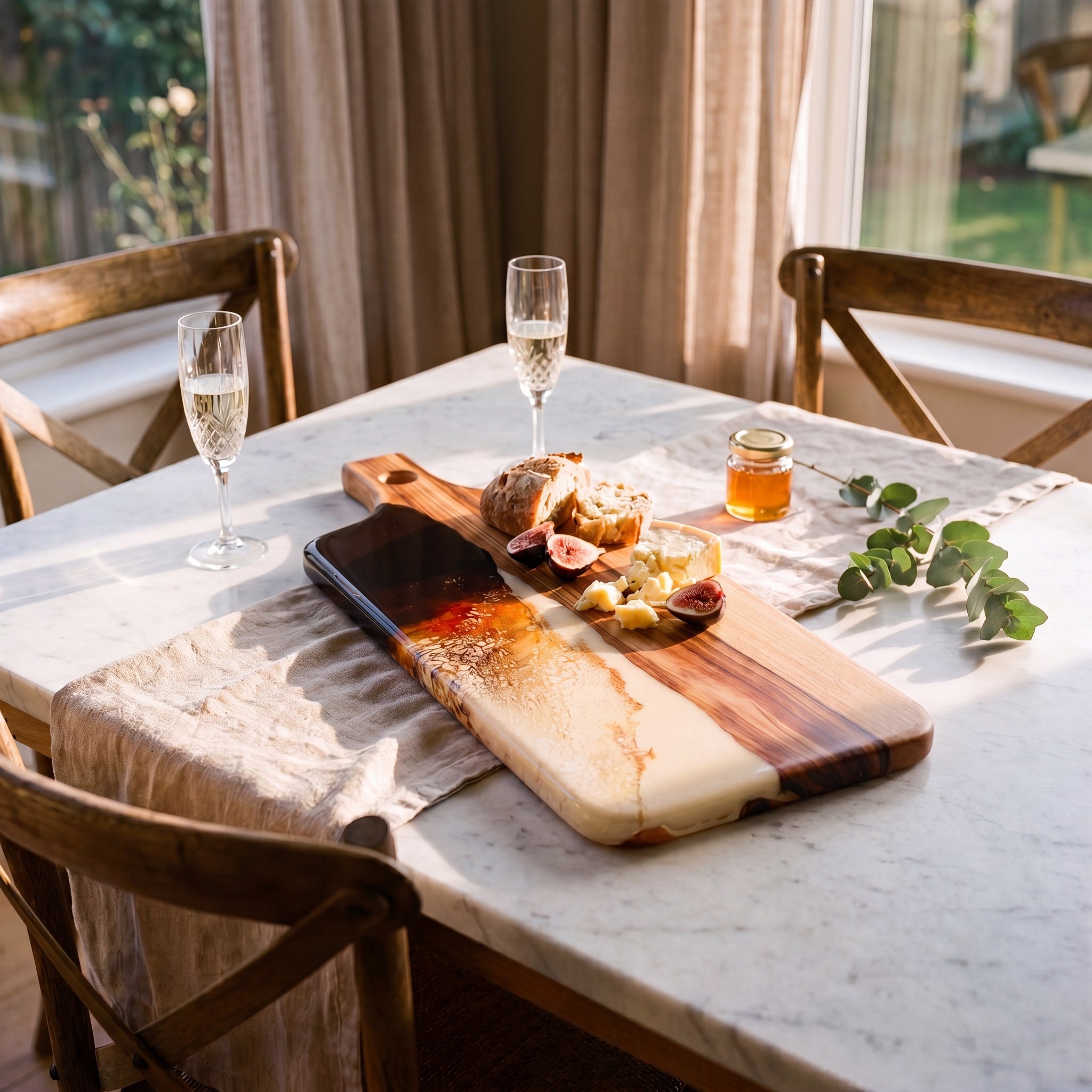 Large Resin Paddle in Burnt Ivory styled on a wedding table#colour_burnt-ivory