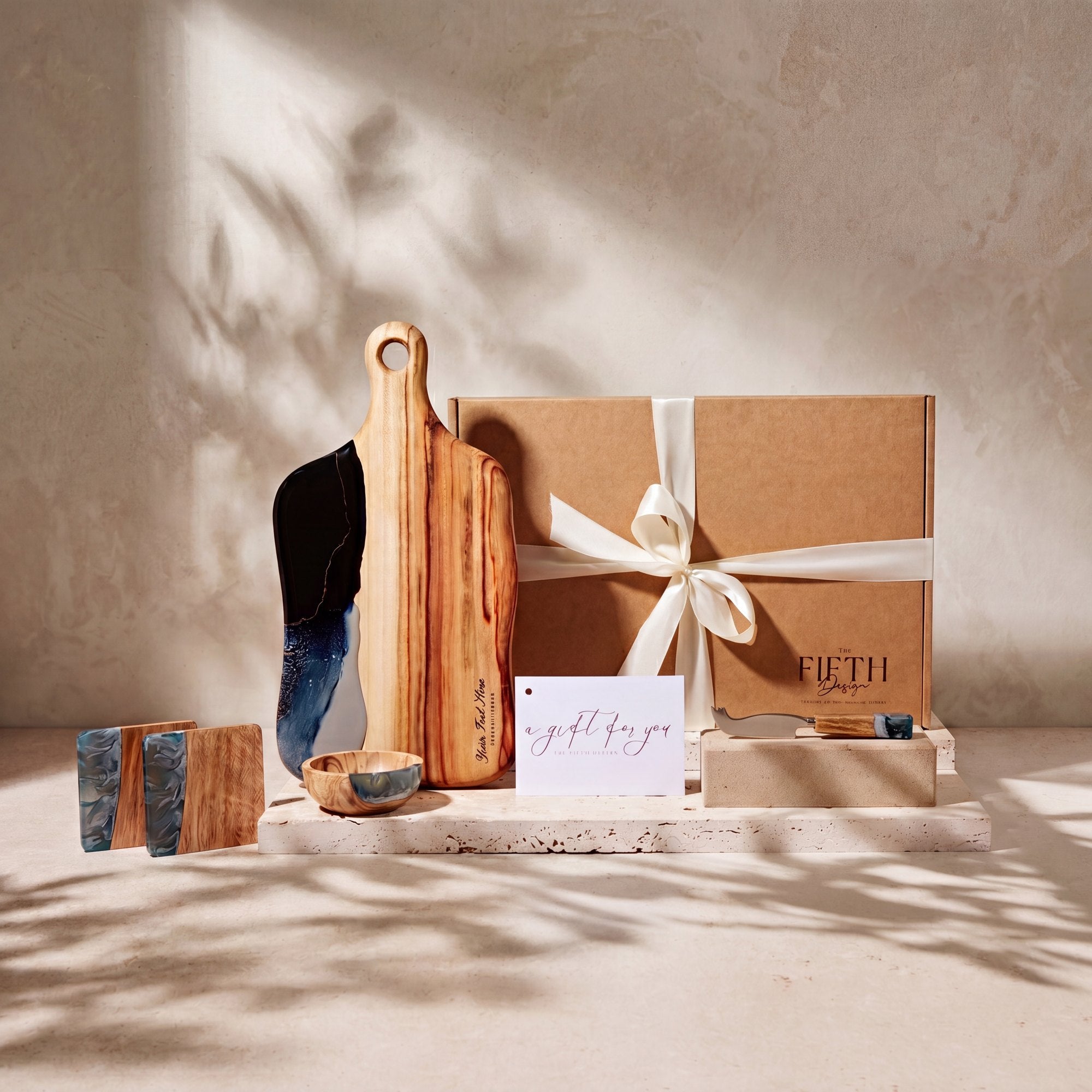 Charcuterie Bundle in Slate - Gift set hero with branded gift box
