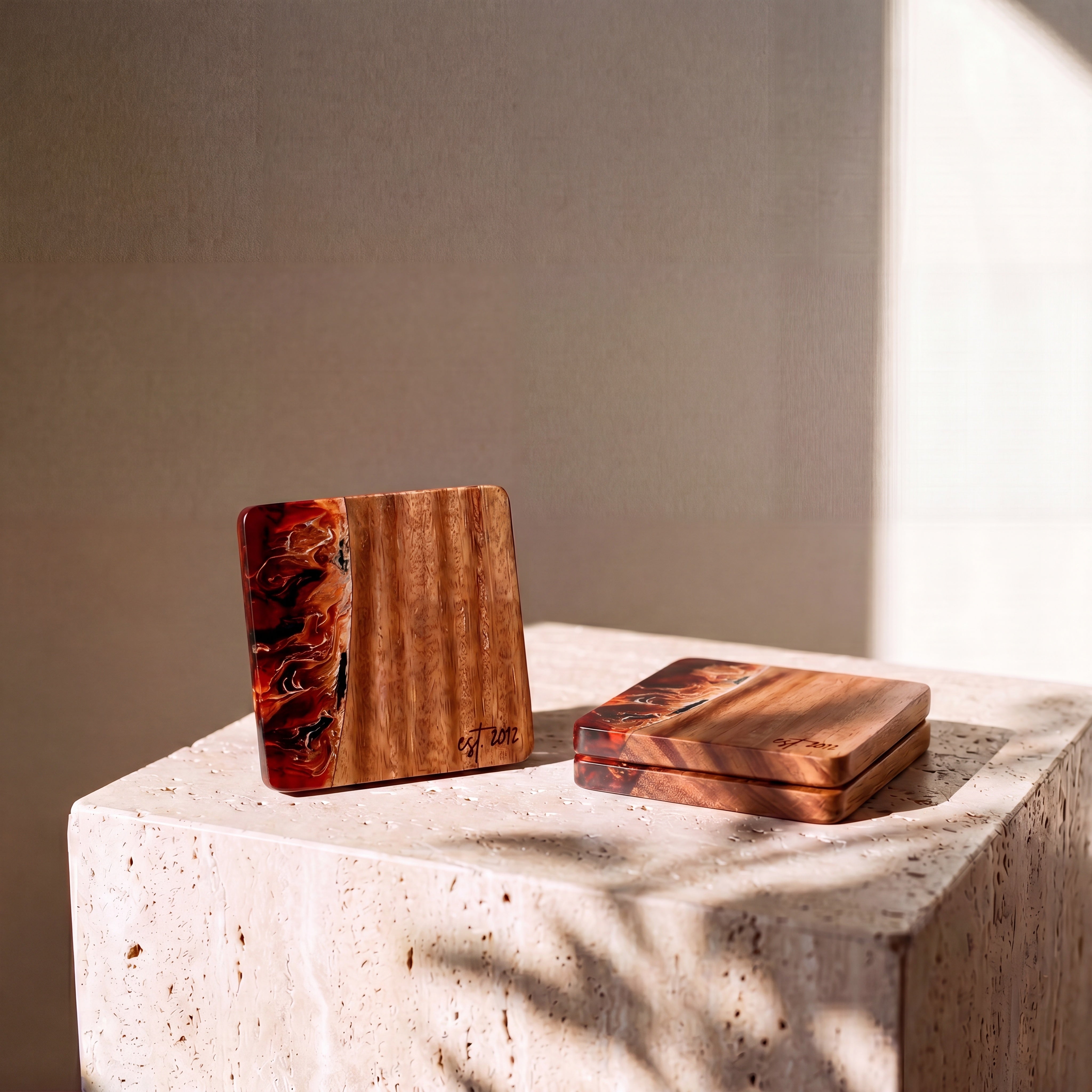 The Entertainer's Bundle in Burnt Ivory - Resin coaster hero