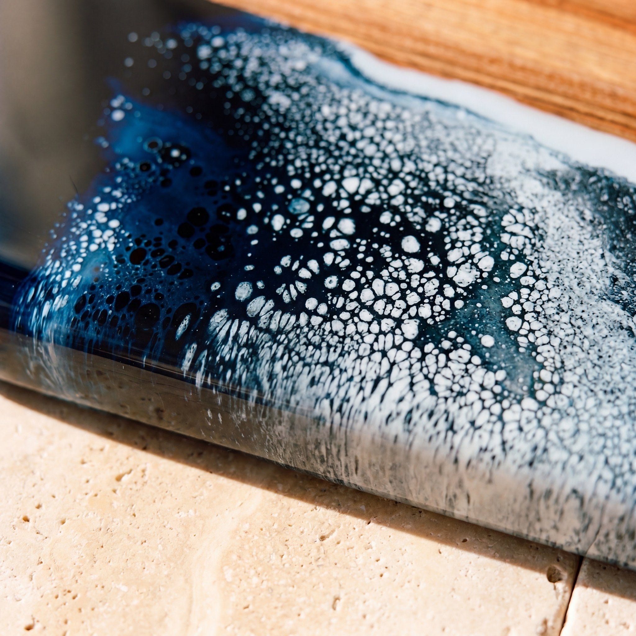 The Entertainer's Bundle in Prussian Blue - Large paddle resin pattern close-up
