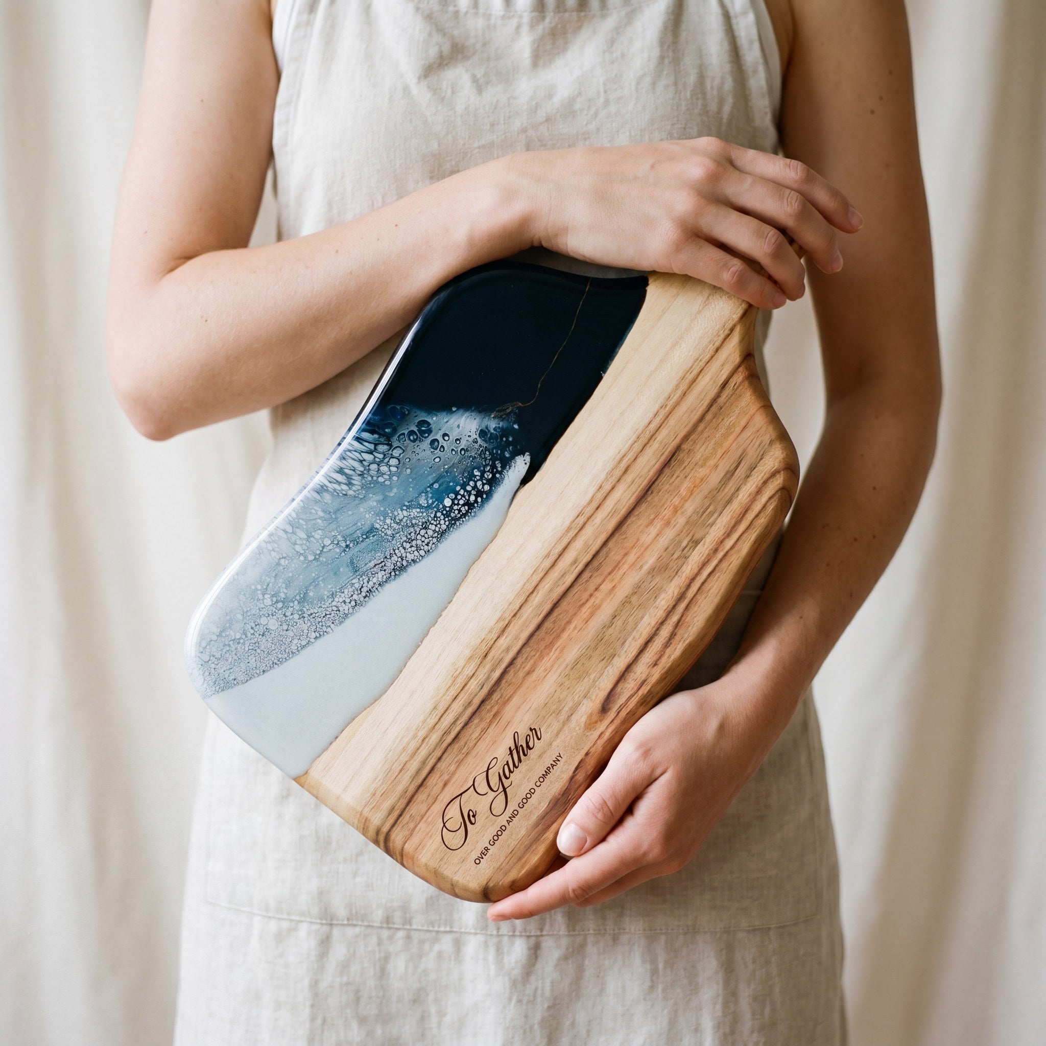 The Entertainer's Bundle in Prussian Blue - Medium paddle held in hand for scale