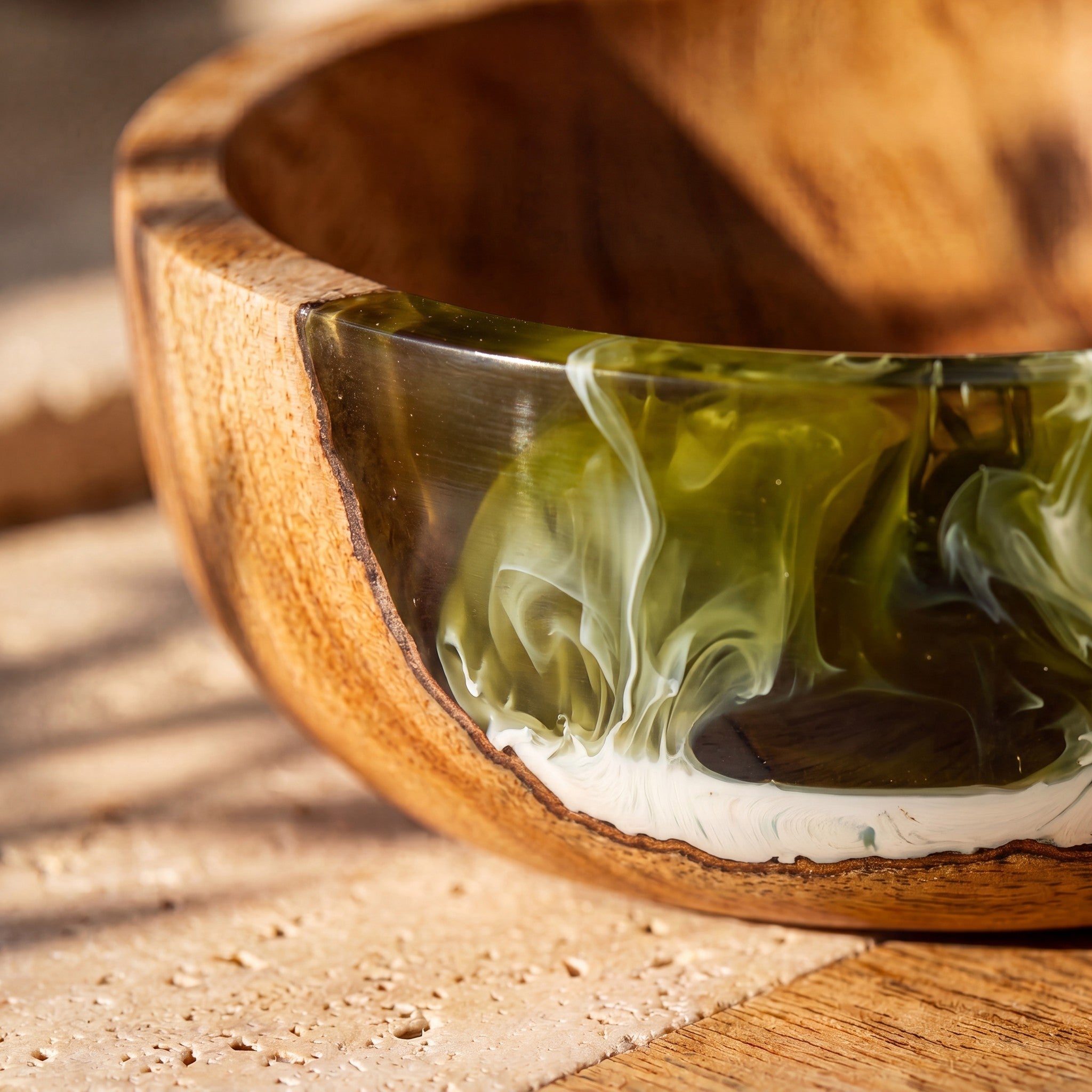 The Entertainer's Bundle in Sage Green - Resin bowl resin close-up