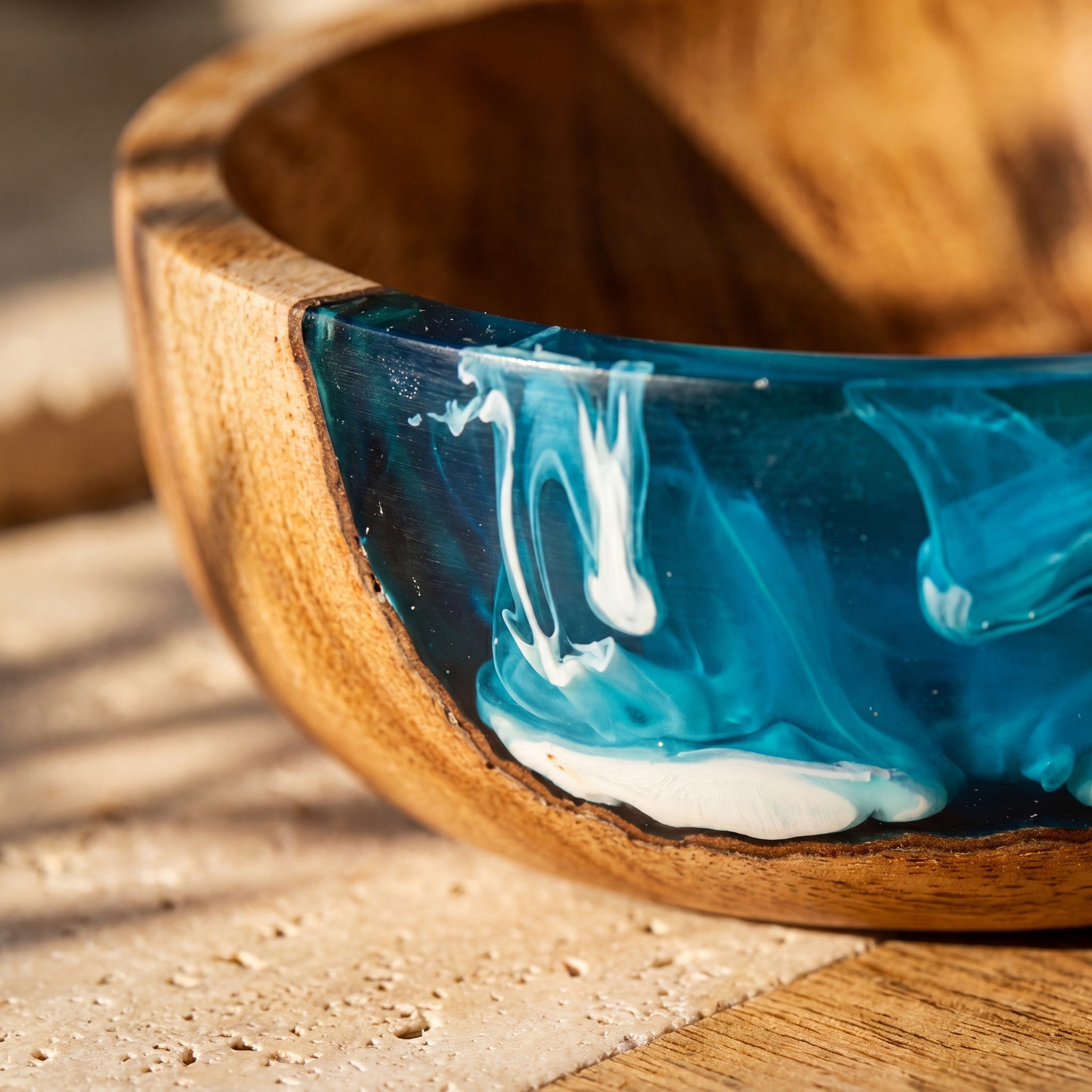 The Entertainer's Bundle in Seascape - Resin bowl resin close-up