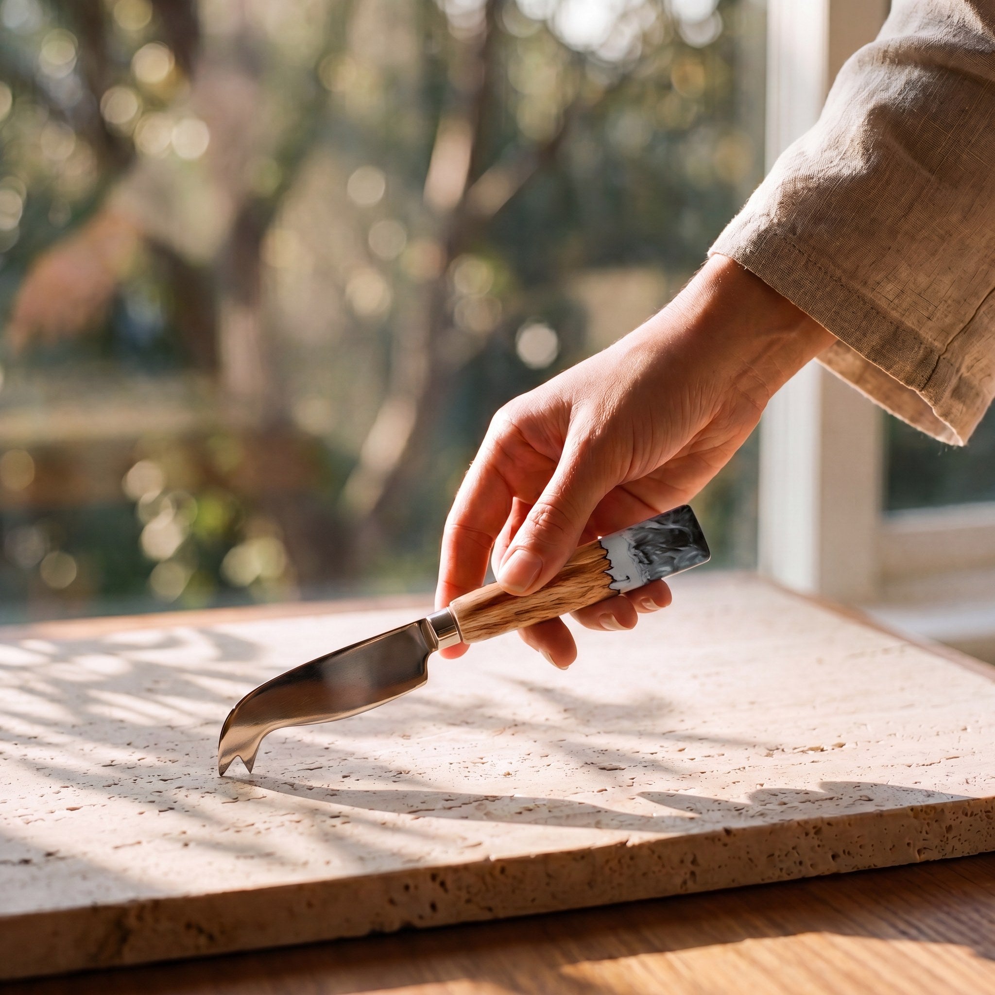 The Entertainer's Bundle in Slate - Cheese knife in hand