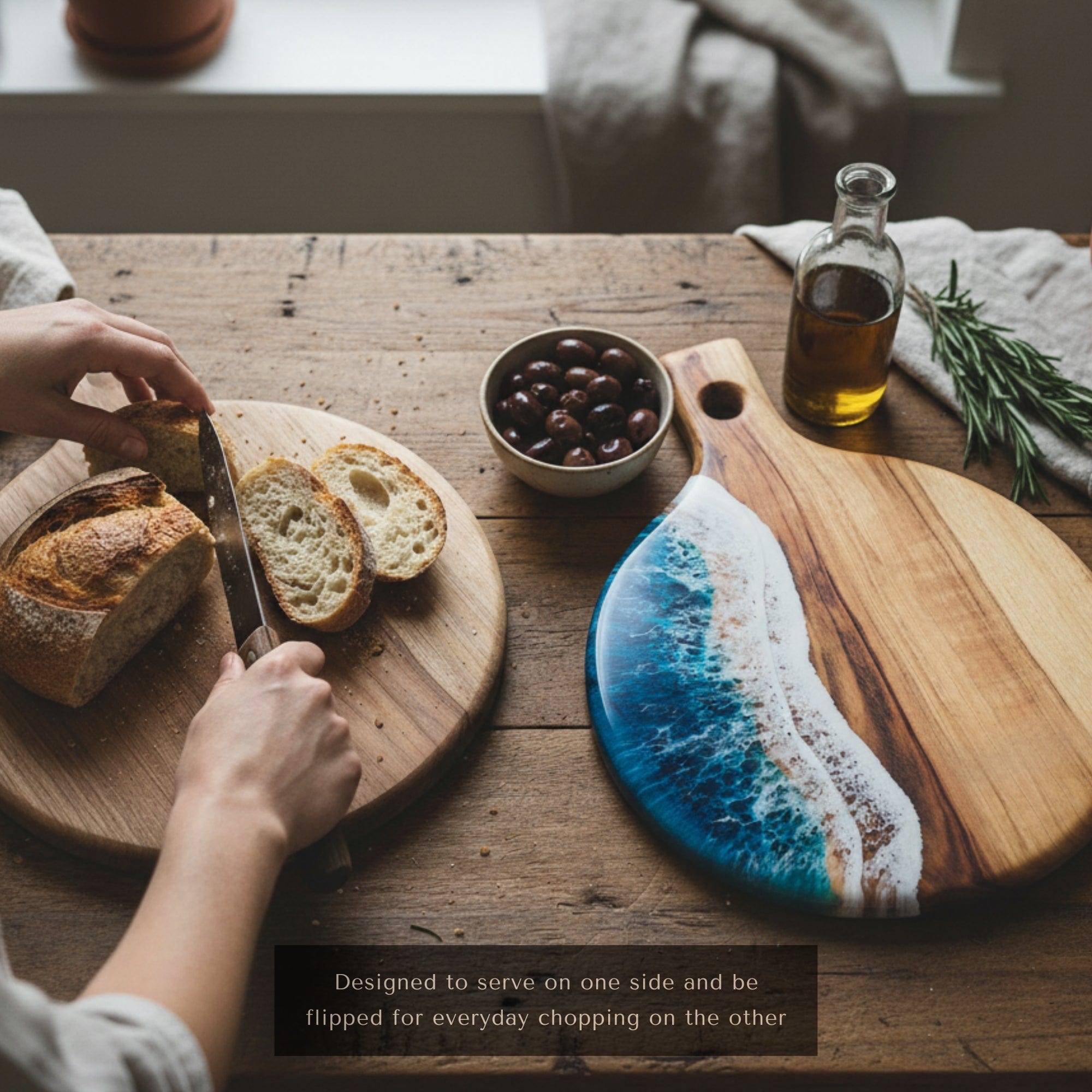 The Gourmet Duo in Sea & Scarlet - Scale reference showing all pieces together