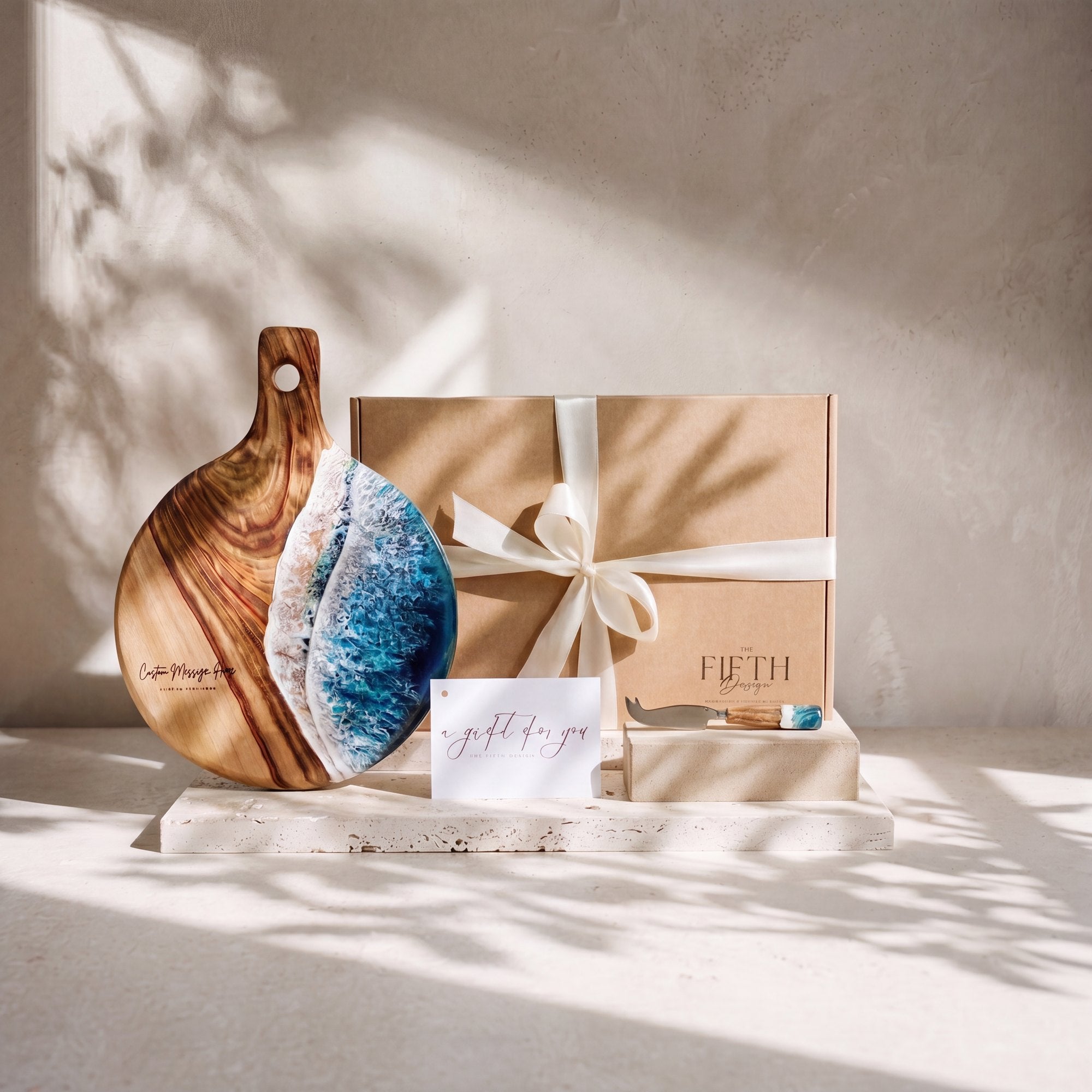 Gourmet Duo Gift Box in Seascape - Gift set hero with branded gift box #colour_seascape
