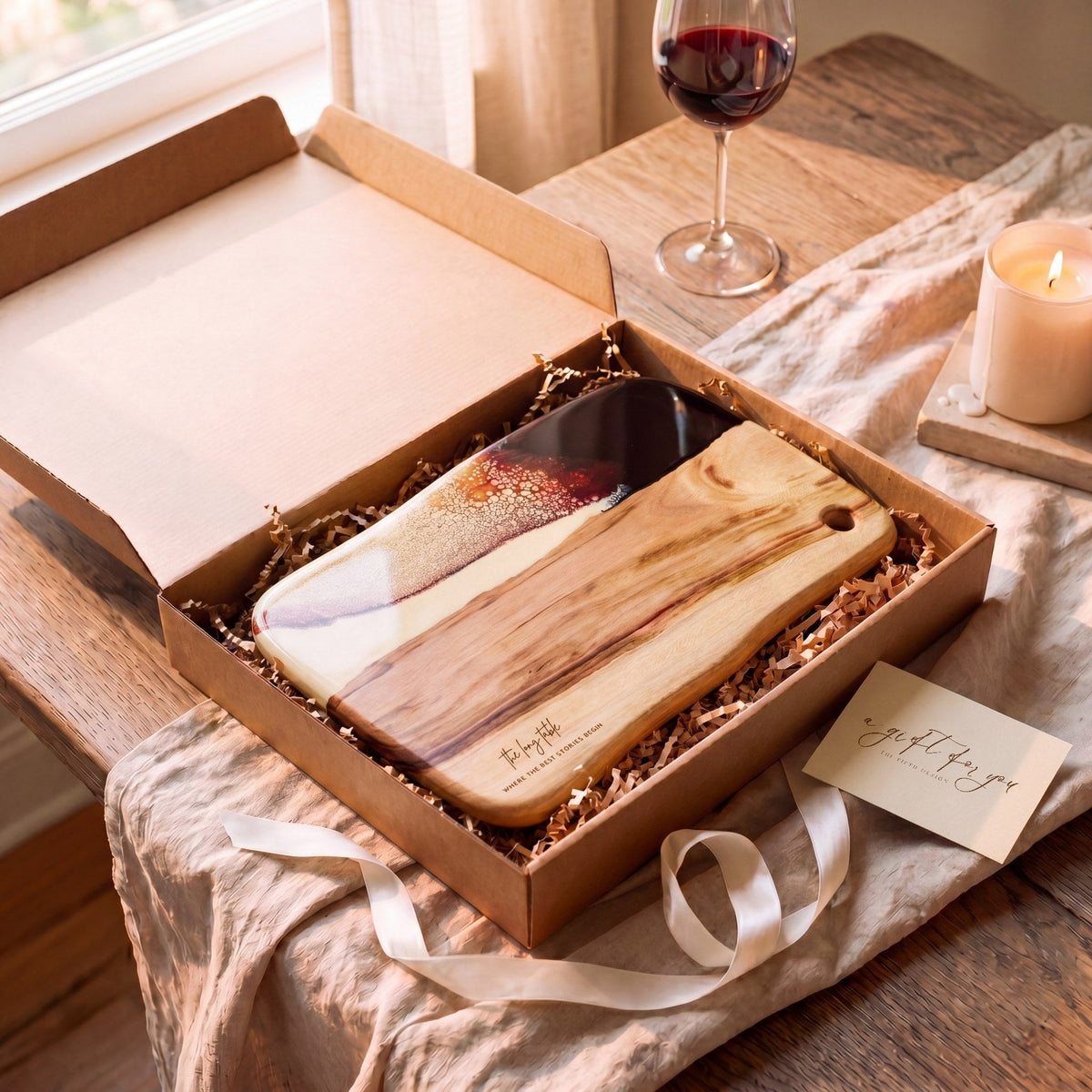 Large Resin Board in Burnt Ivory - Gift box presentation