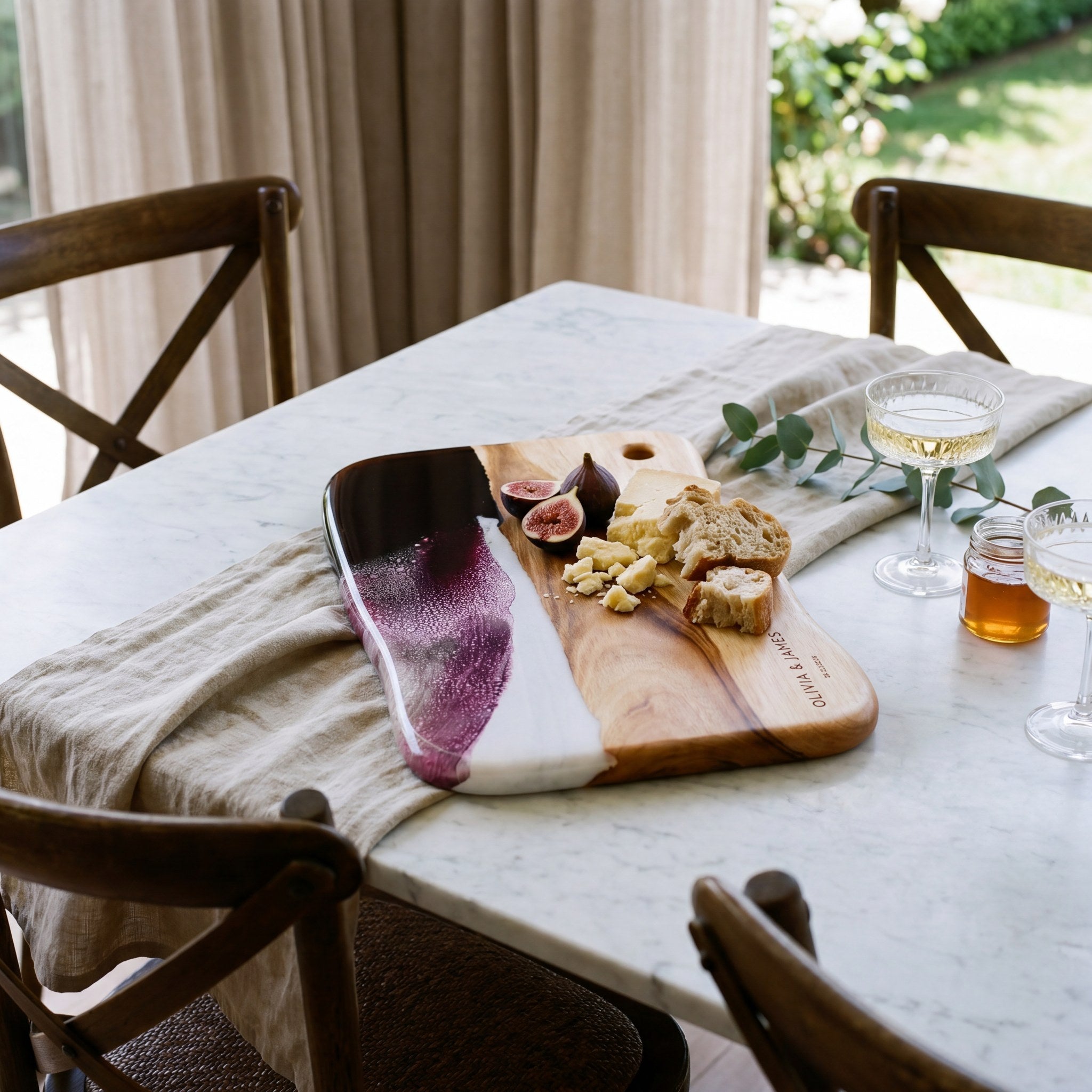 Large Resin Board in Lilac - Styled on a wedding table #colour_lilac