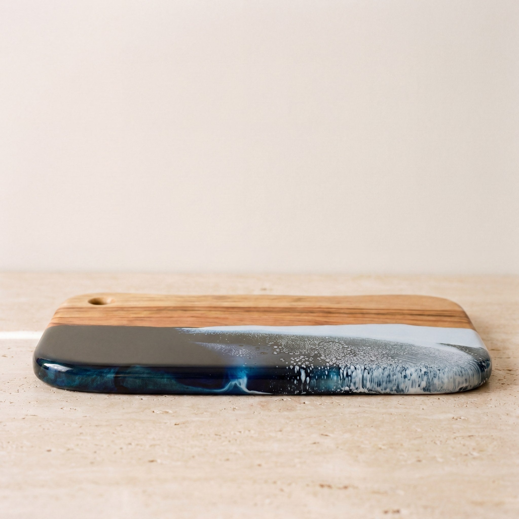 Large Resin Board in Prussian Blue - Side profile showing the resin edge #colour_prussian-blue