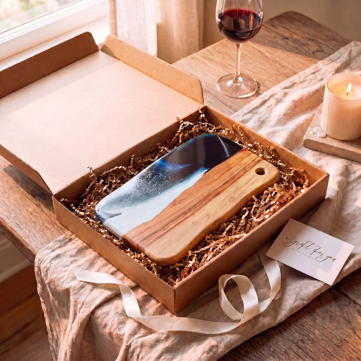 Large Resin Board in Prussian Blue - Gift box presentation