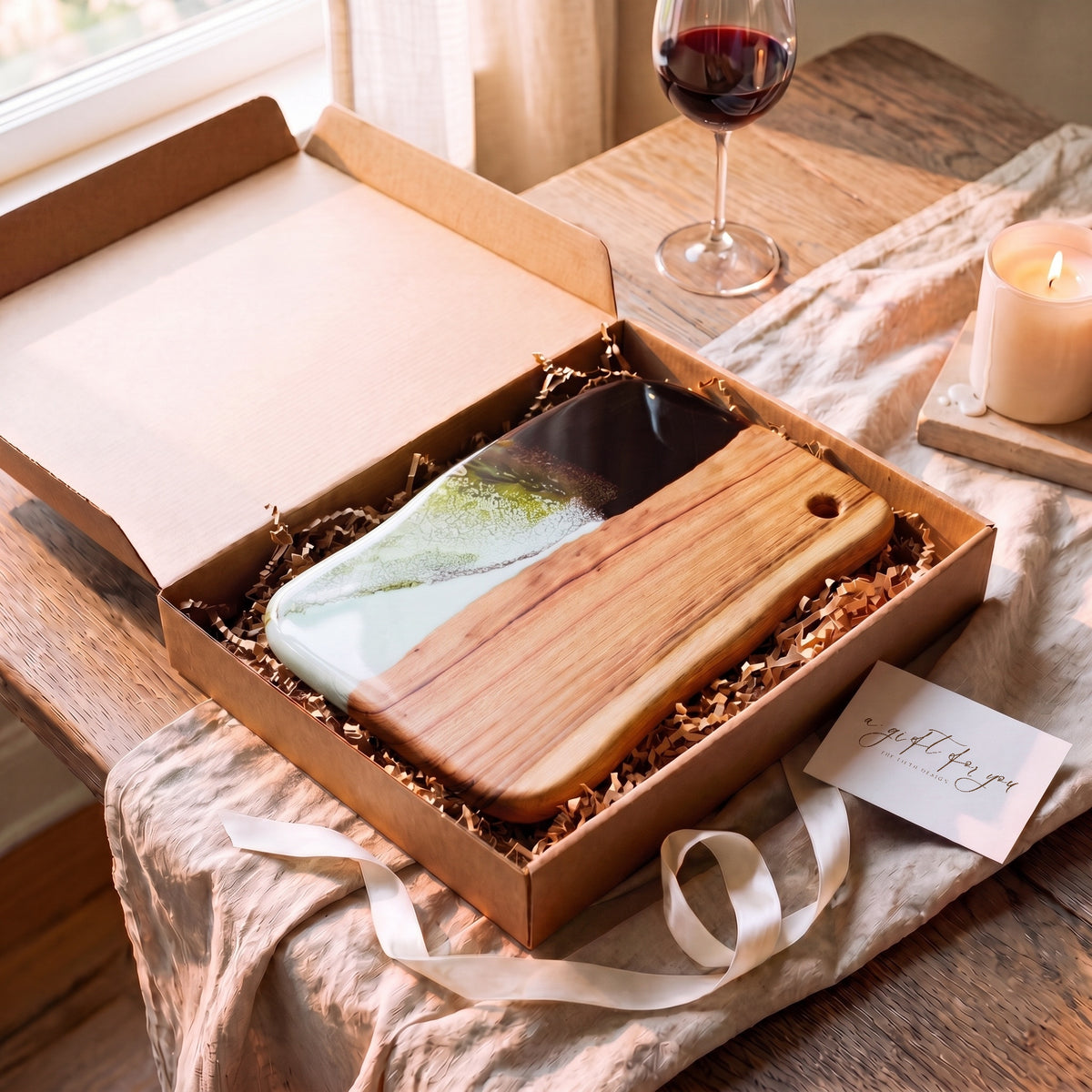 Large Resin Board in Sage Green - Gift box presentation