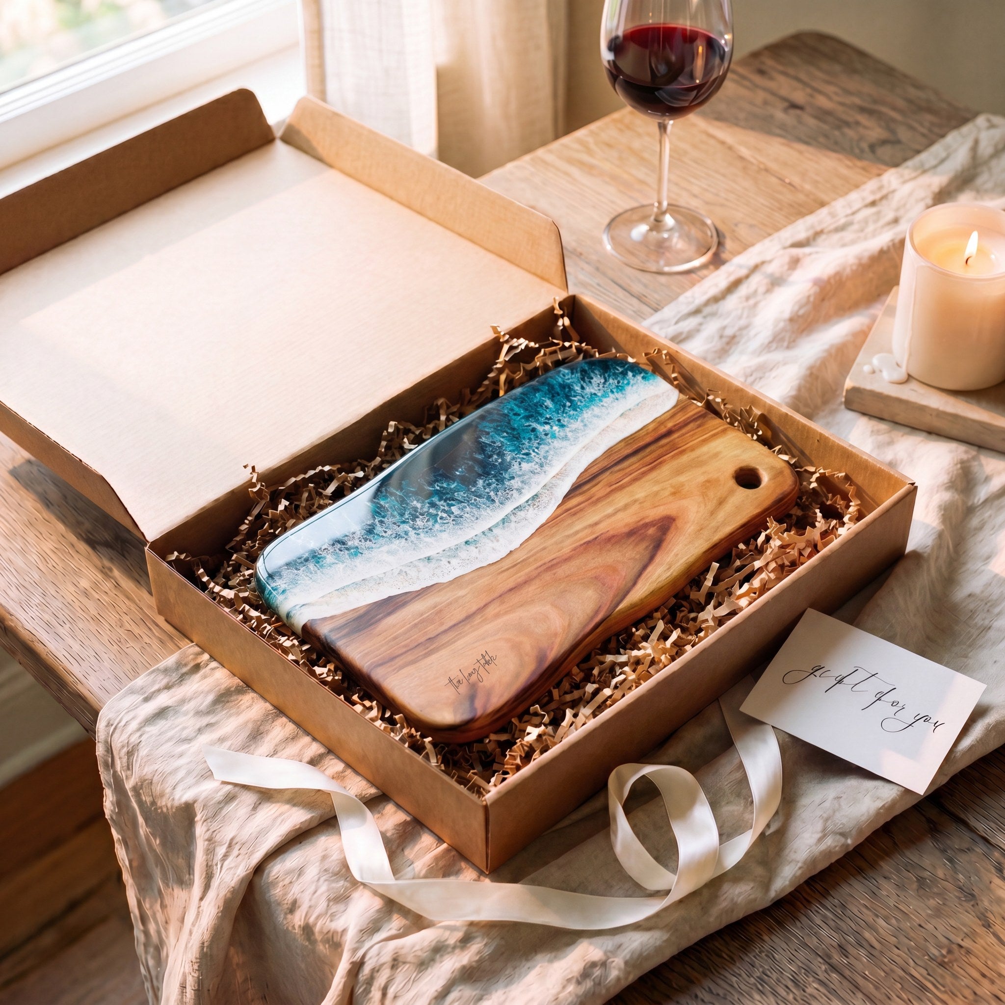 Large Resin Board in Seascape - Gift box presentation #colour_seascape