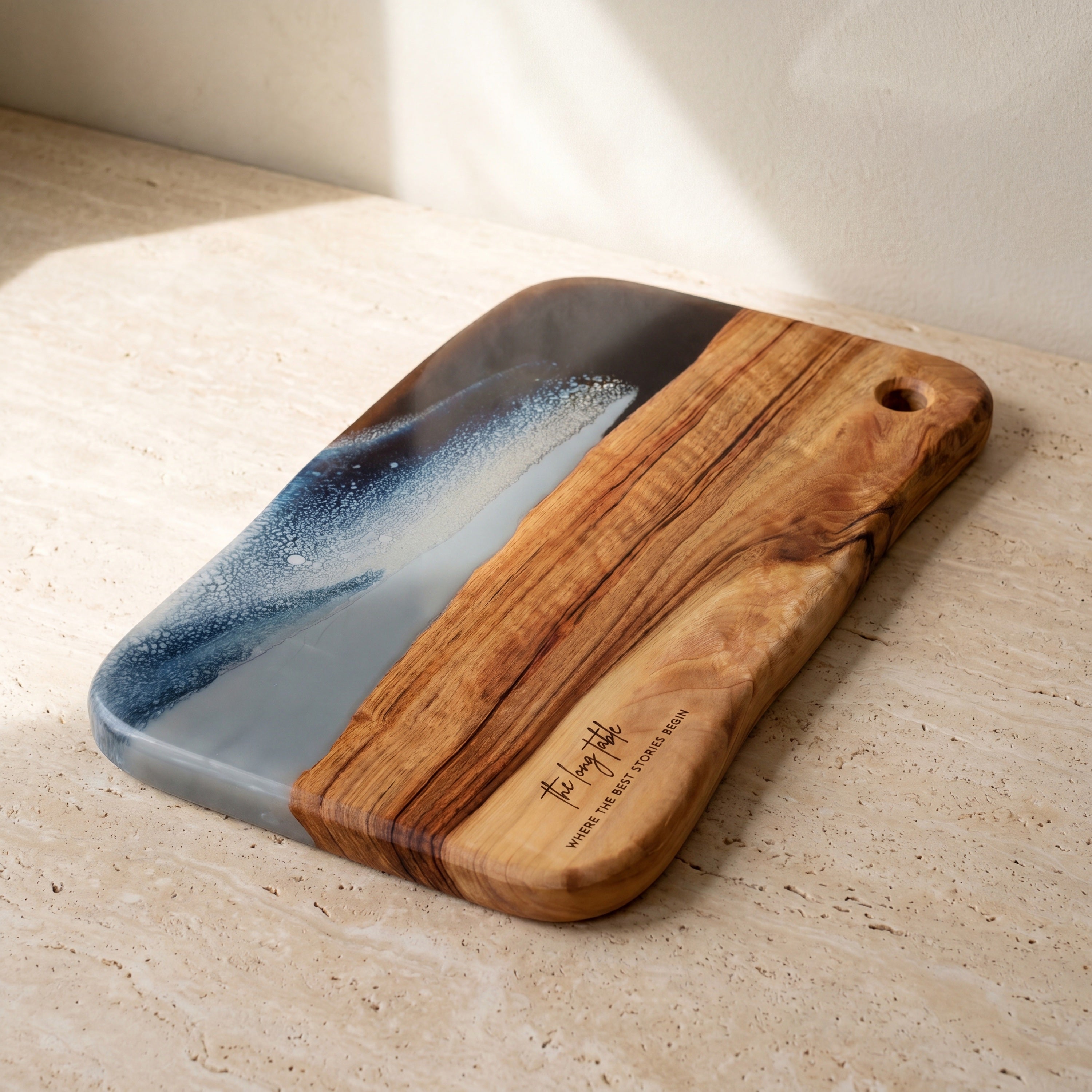 Large Resin Board in Slate - Hero shot of the live-edge slab #colour_slate