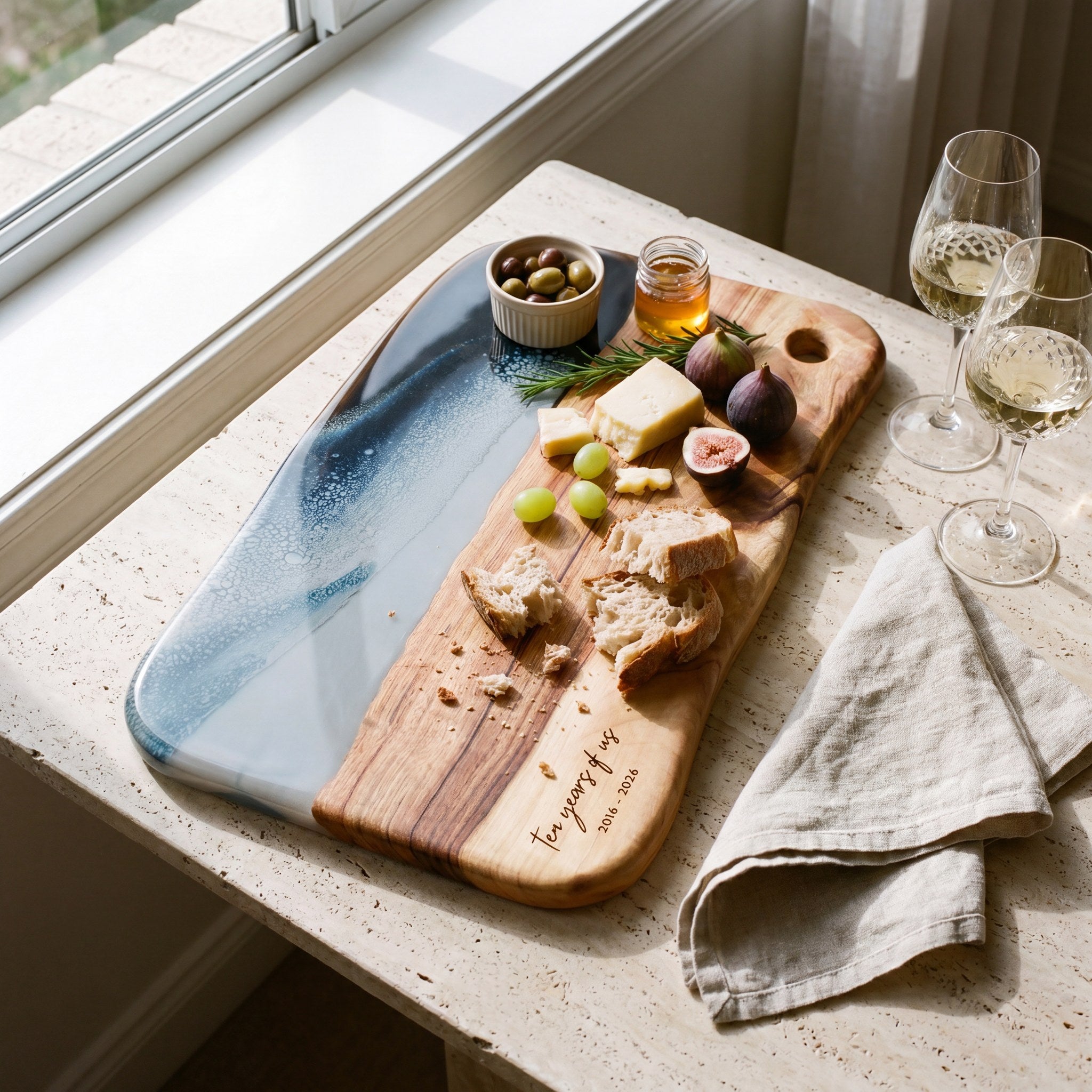 Large Resin Board in Slate - Anniversary grazing board #colour_slate