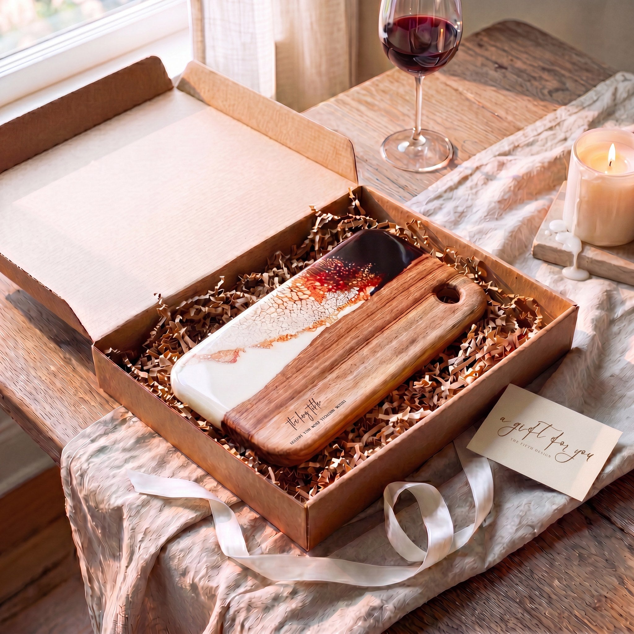 Small Resin Board in Burnt Ivory - Gift box presentation #colour_burnt-ivory