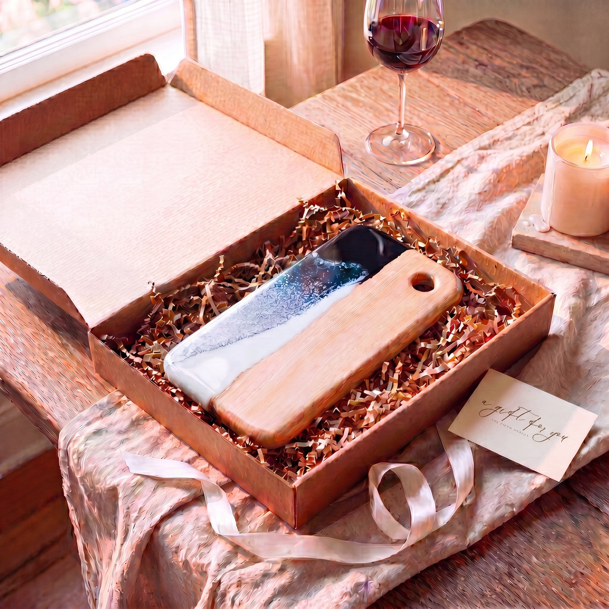 Small Resin Board in Prussian Blue - Gift box presentation