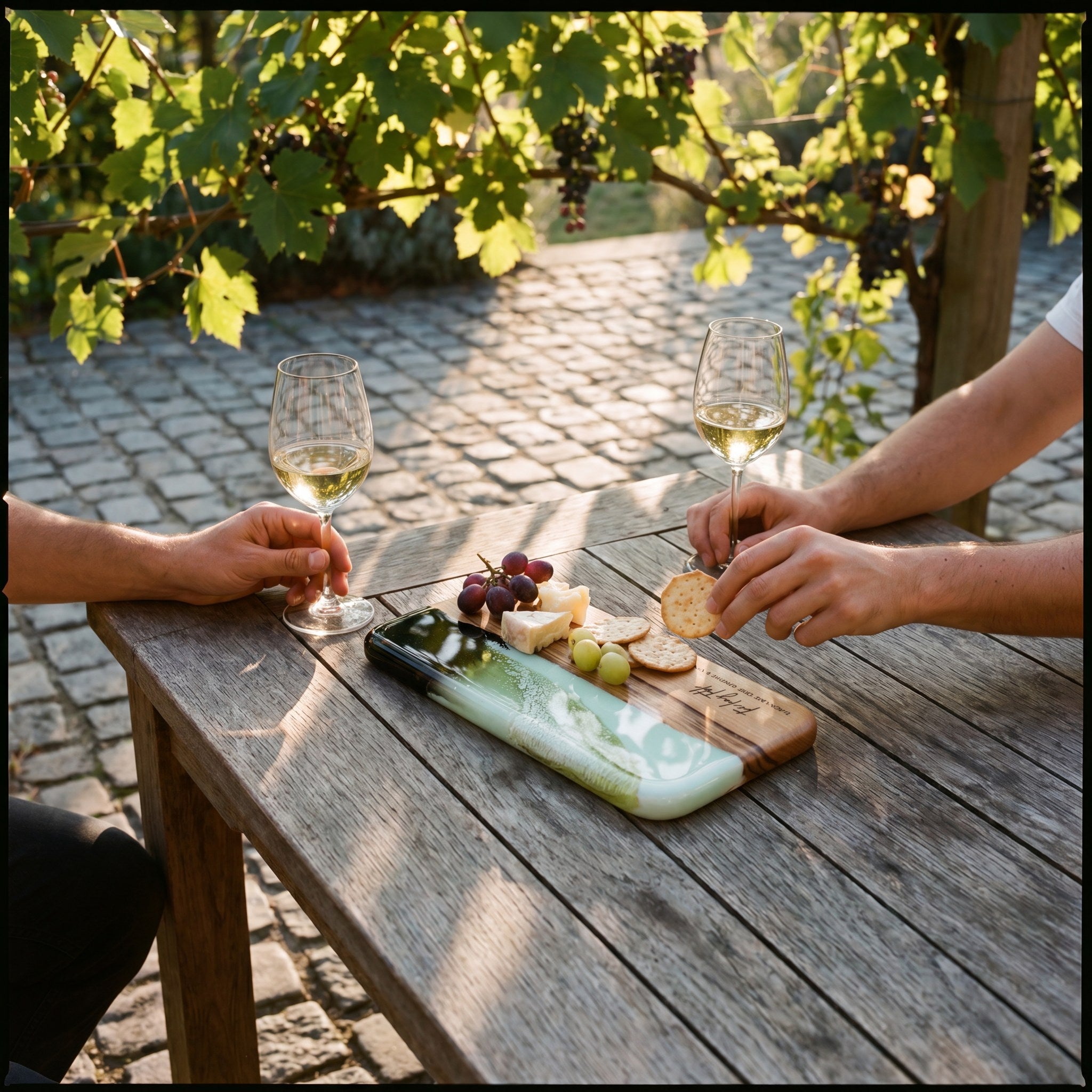 Small Resin Board in Sage Green - Summer gathering scene #colour_sage-green