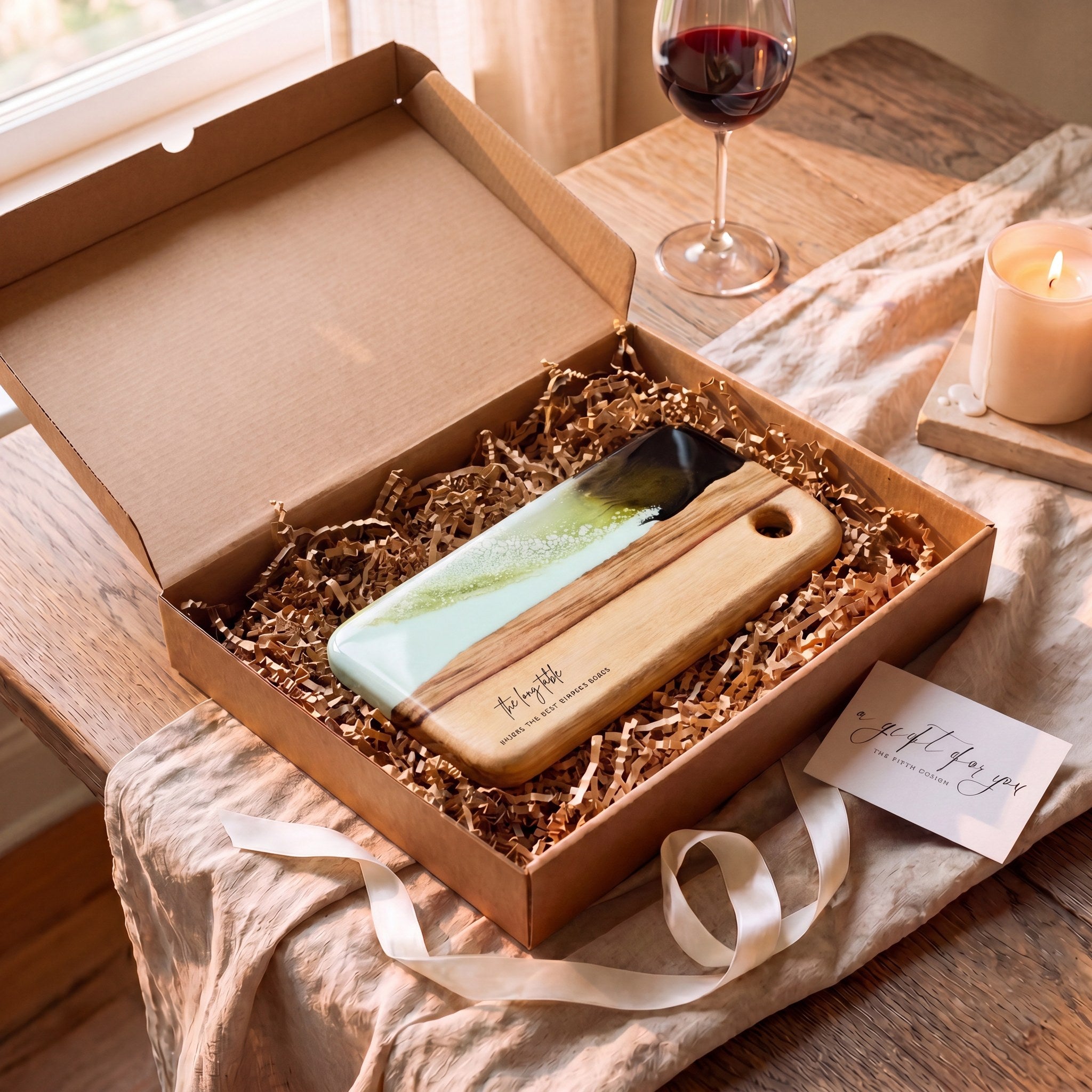 Small Resin Board in Sage Green - Gift box presentation #colour_sage-green