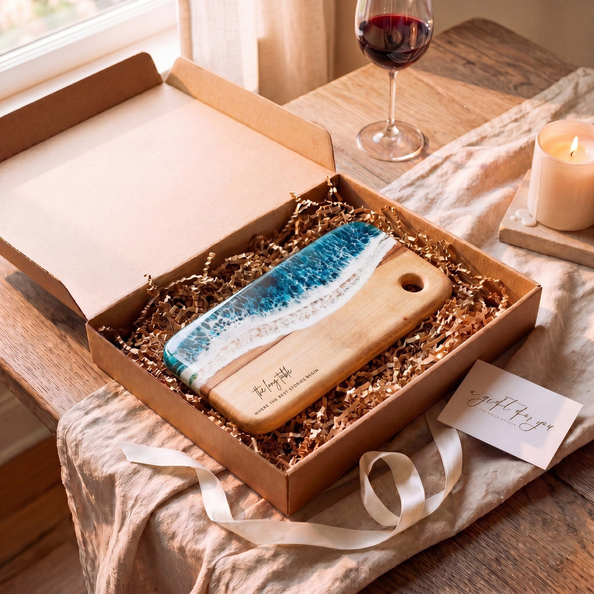Small Resin Board in Seascape - Gift box presentation