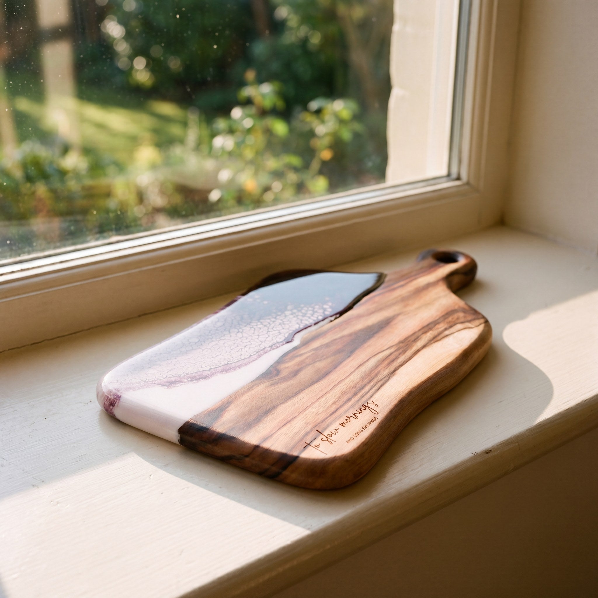 Medium Resin Paddle Board in Lilac - Personalised engraving detail #colour_lilac