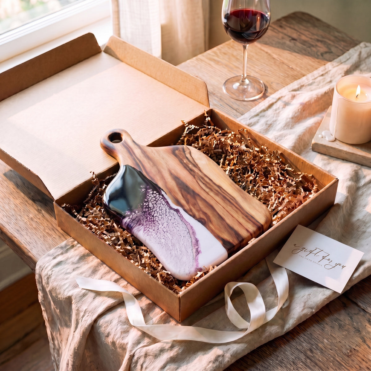 Medium Resin Paddle Board in Lilac - Gift box presentation