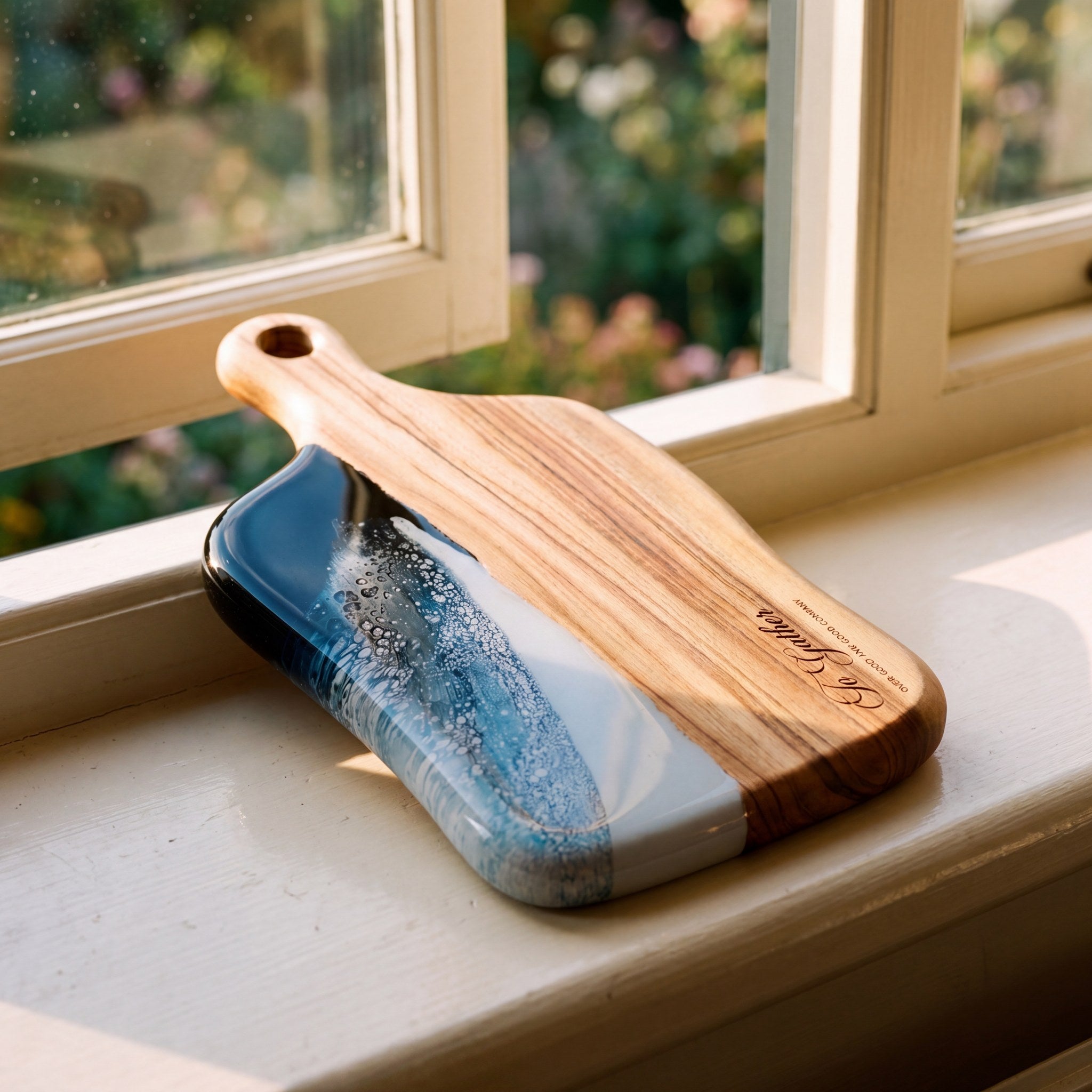 Medium Resin Paddle Board in Prussian Blue - Personalised engraving detail #colour_prussian-blue