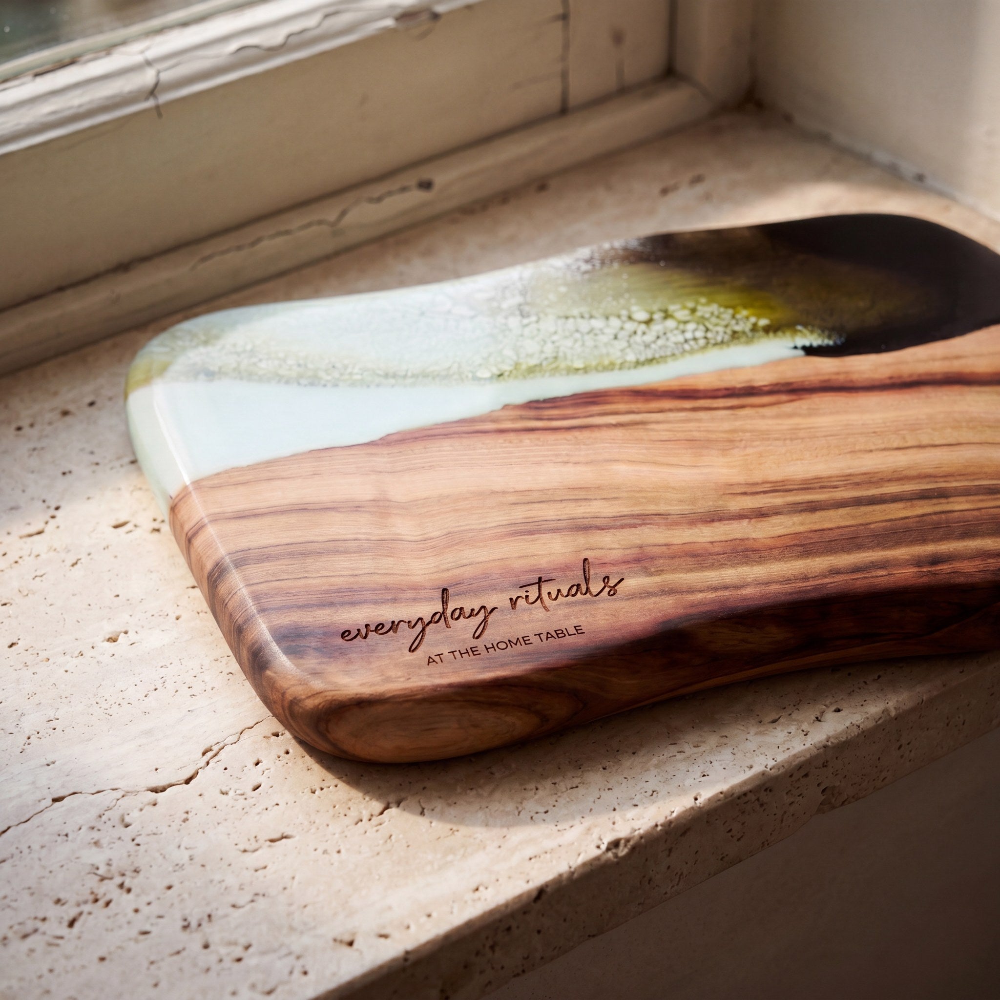 Medium Resin Paddle Board in Sage Green - Personalised engraving detail #colour_sage-green