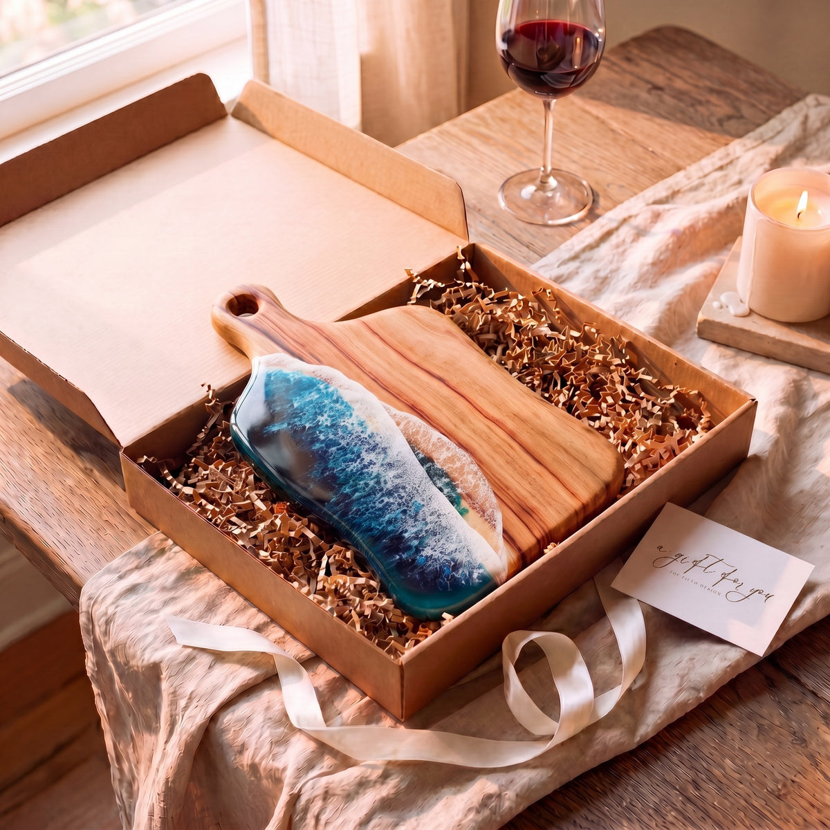 Medium Resin Paddle Board in Seascape - Gift box presentation