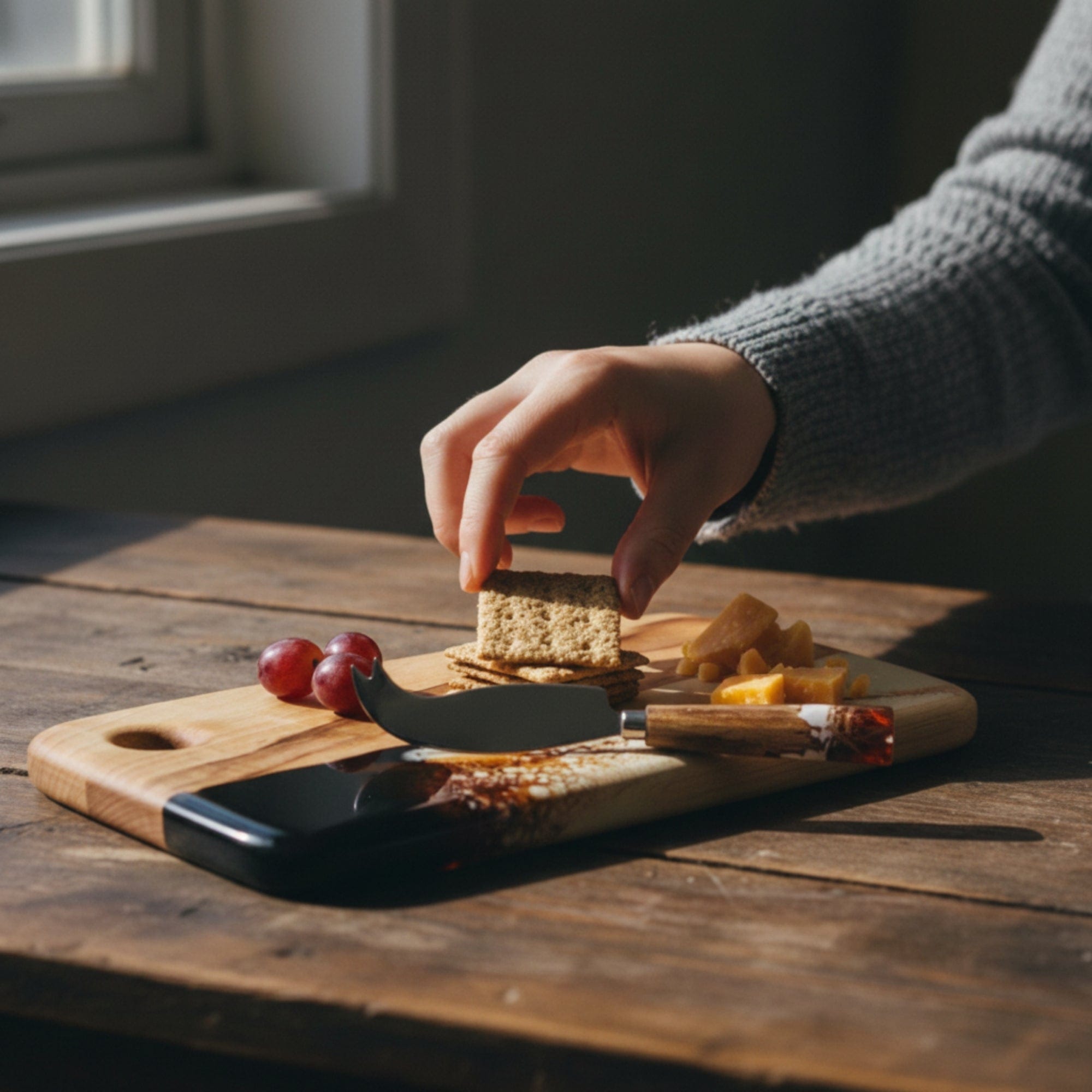The Nibbles Gift Box in Burnt Ivory - In-use scene with food styled across all bundle pieces