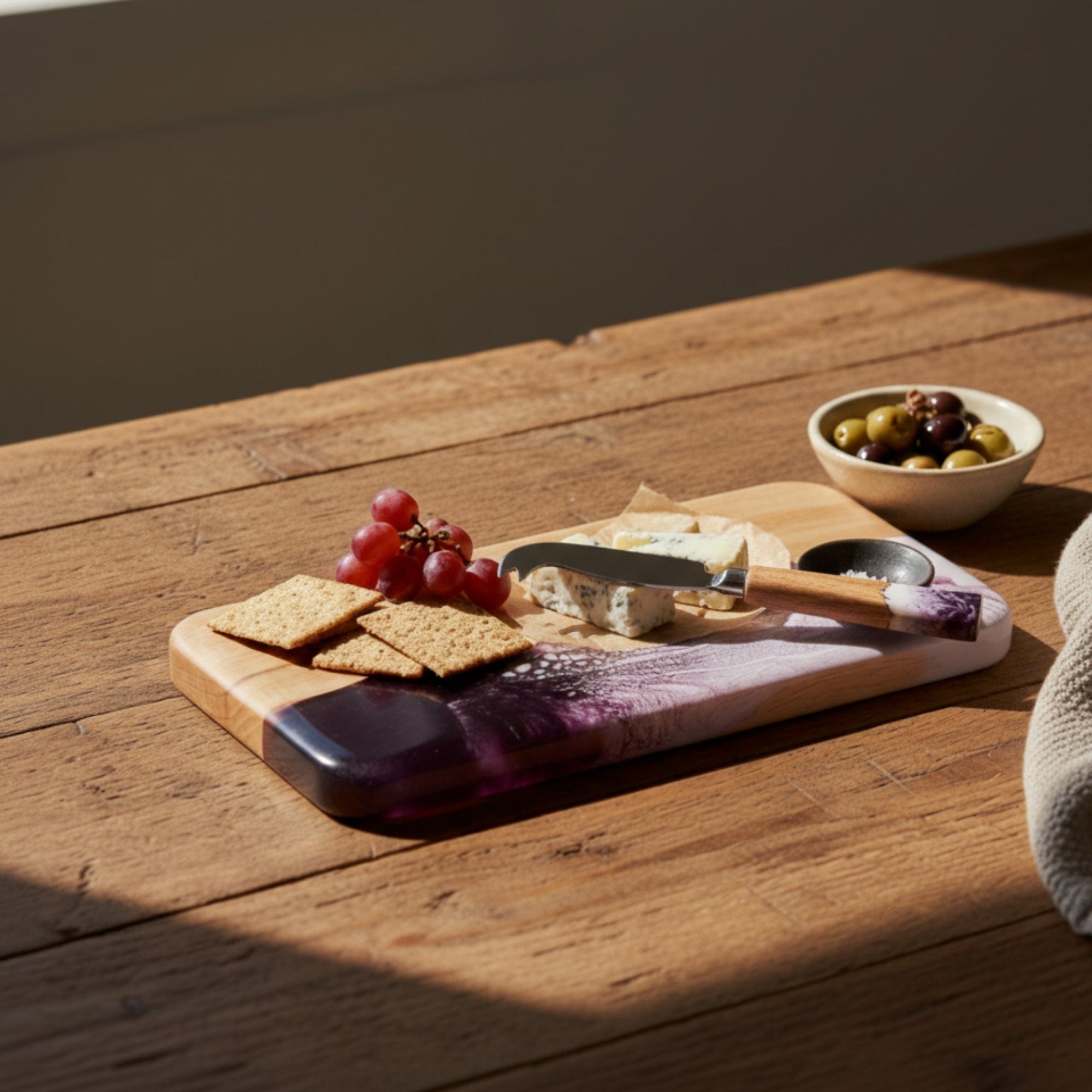 The Nibbles Gift Box in Lilac - In-use scene with food styled across all bundle pieces