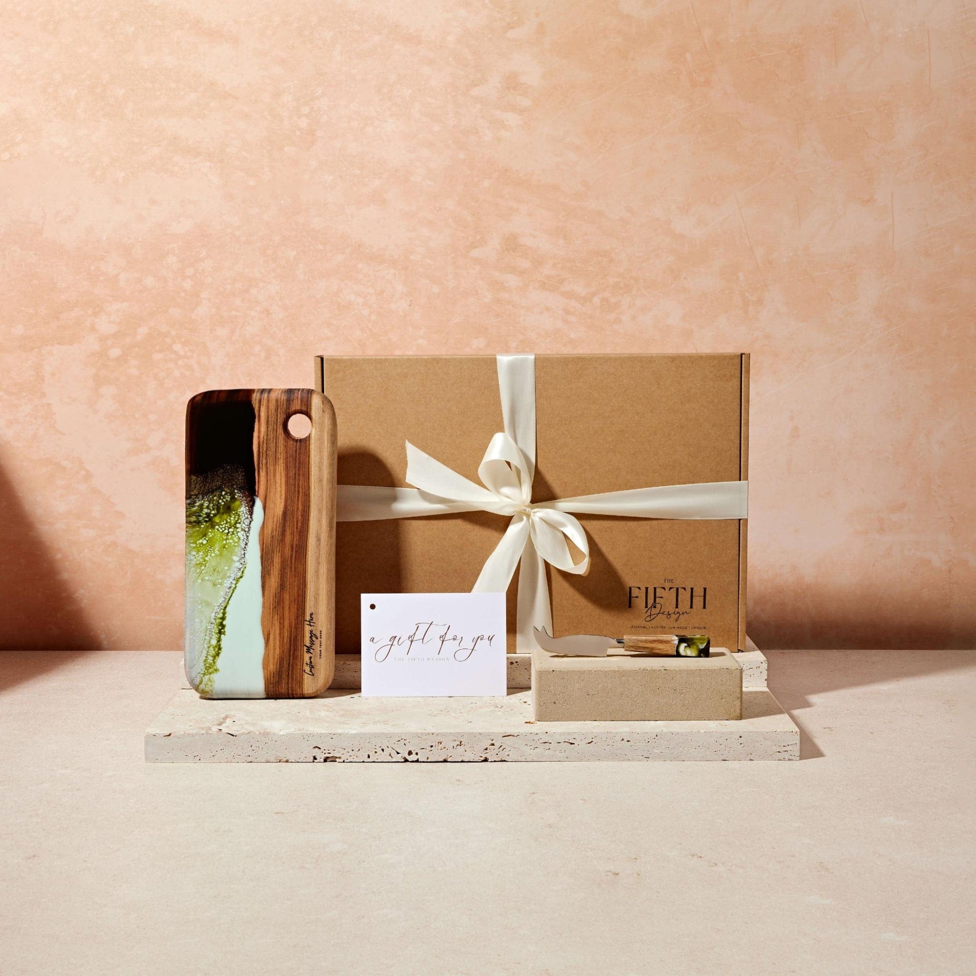 The Nibbles Gift Box in Sage Green - Complete bundle laid out on white background, top-down view