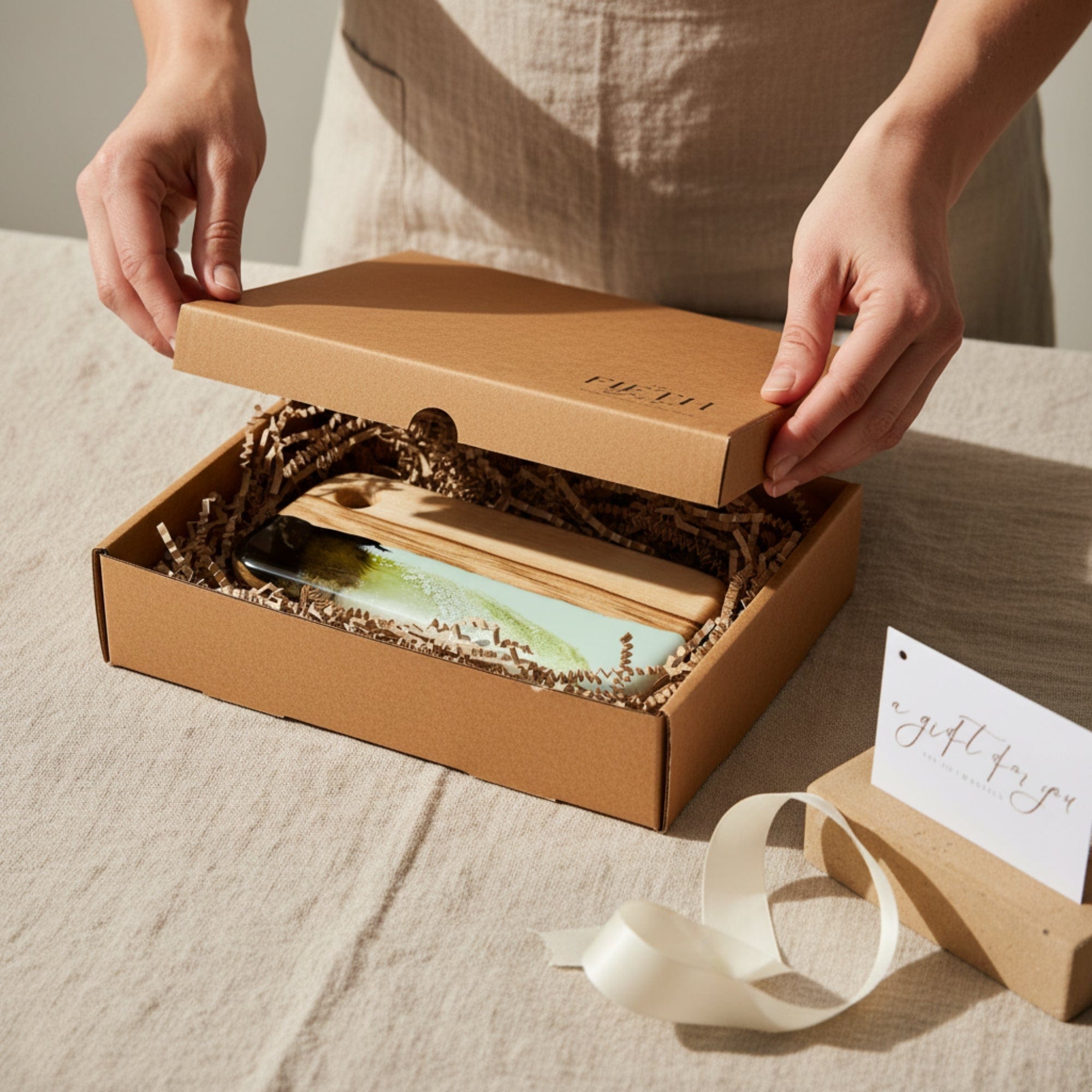The Nibbles Gift Box in Sage Green - Lifestyle scene with full bundle styled for entertaining