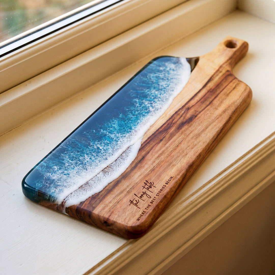 Large Resin Paddle in Seascape engraving detail#colour_seascape