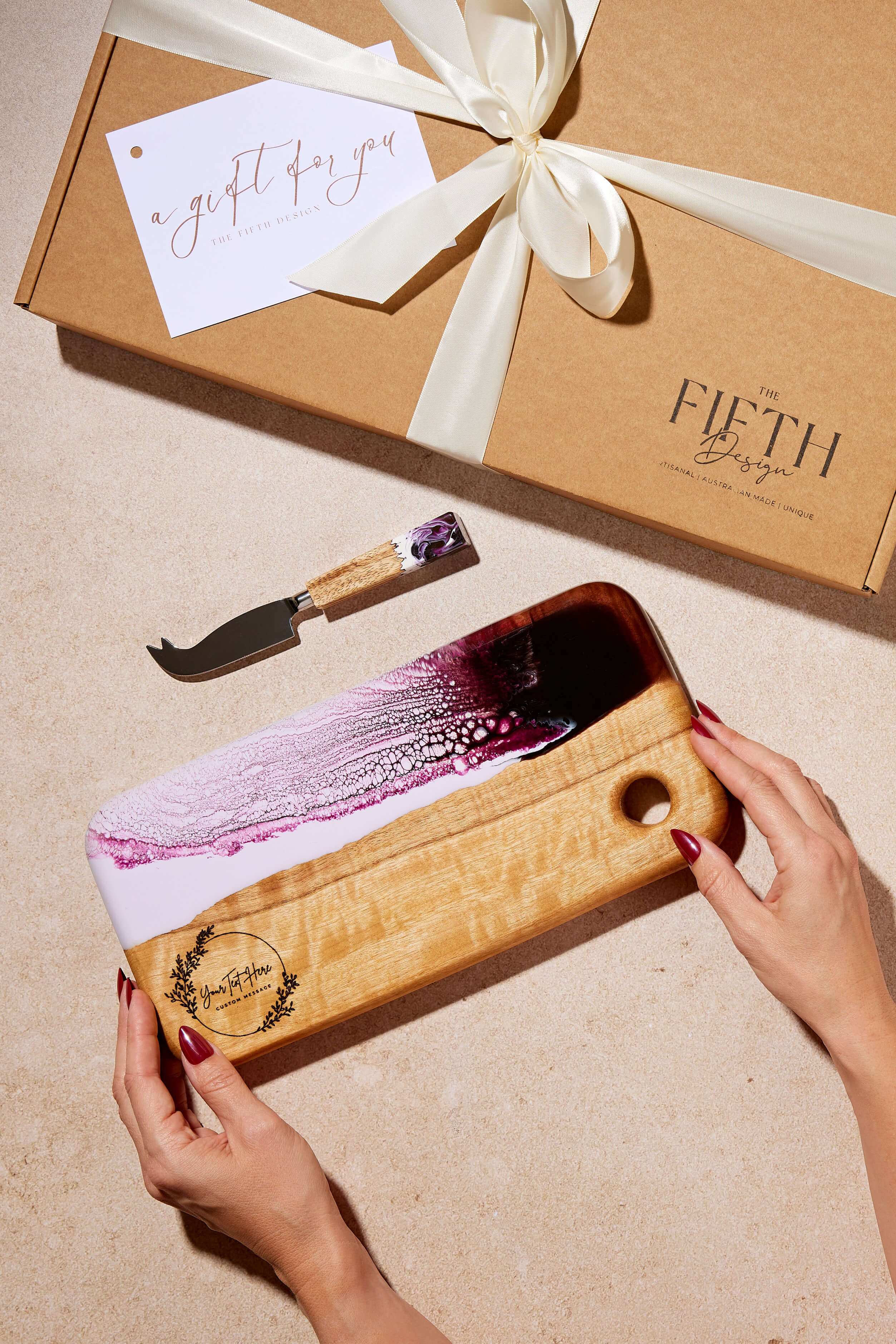 The Nibbles Gift Box in Sea & Scarlet - Full entertaining spread using all bundle pieces