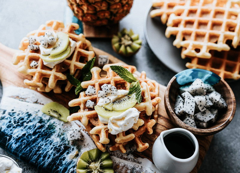 Tropical Waffles with Meyer Lemon Cream