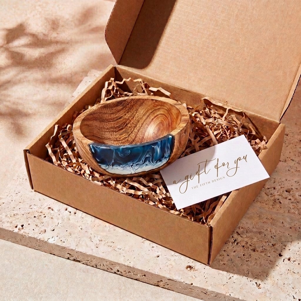 Resin Bowl in Prussian Blue - a gift moment, wrapped and ready 