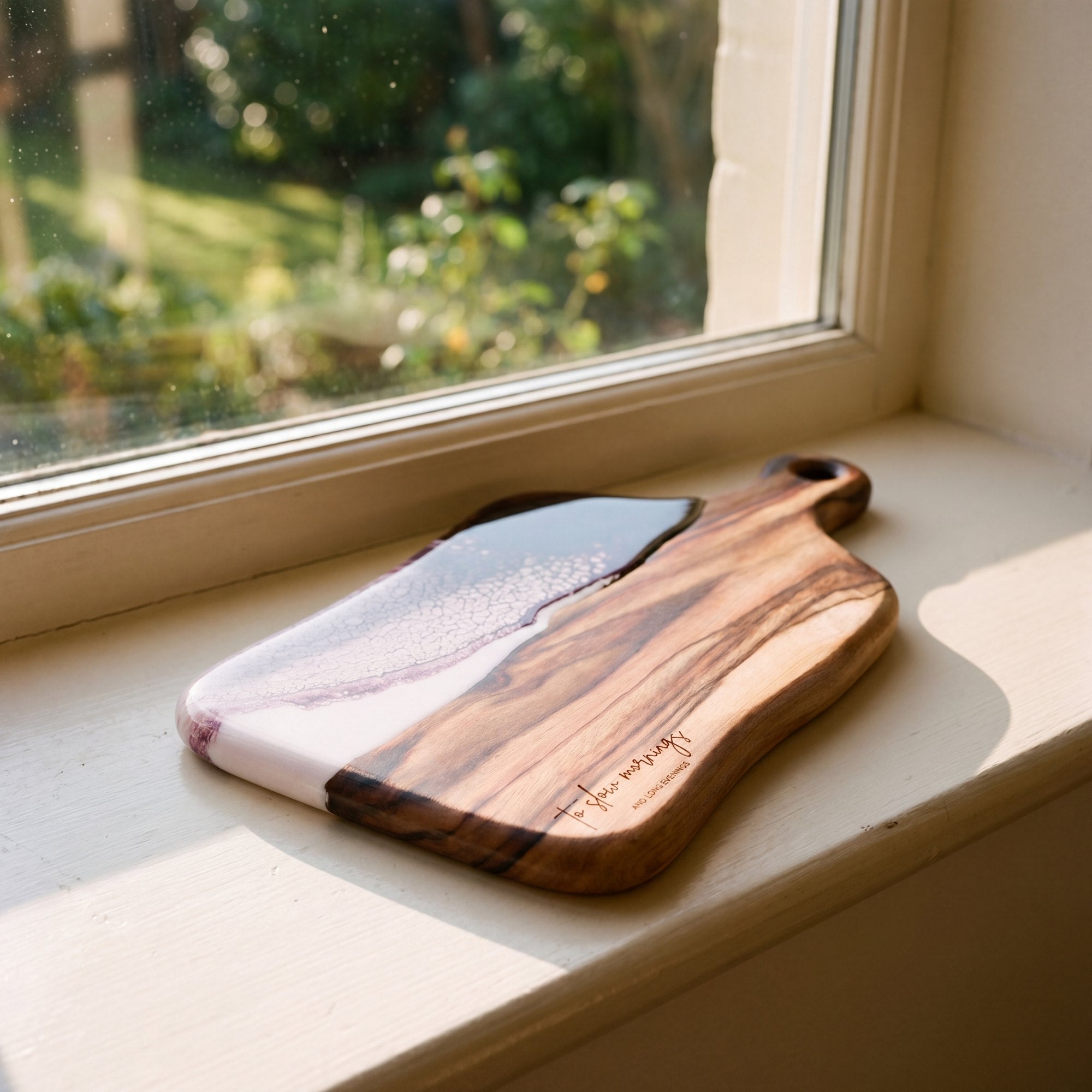Charcuterie Bundle in Lilac - Board engraving detail 