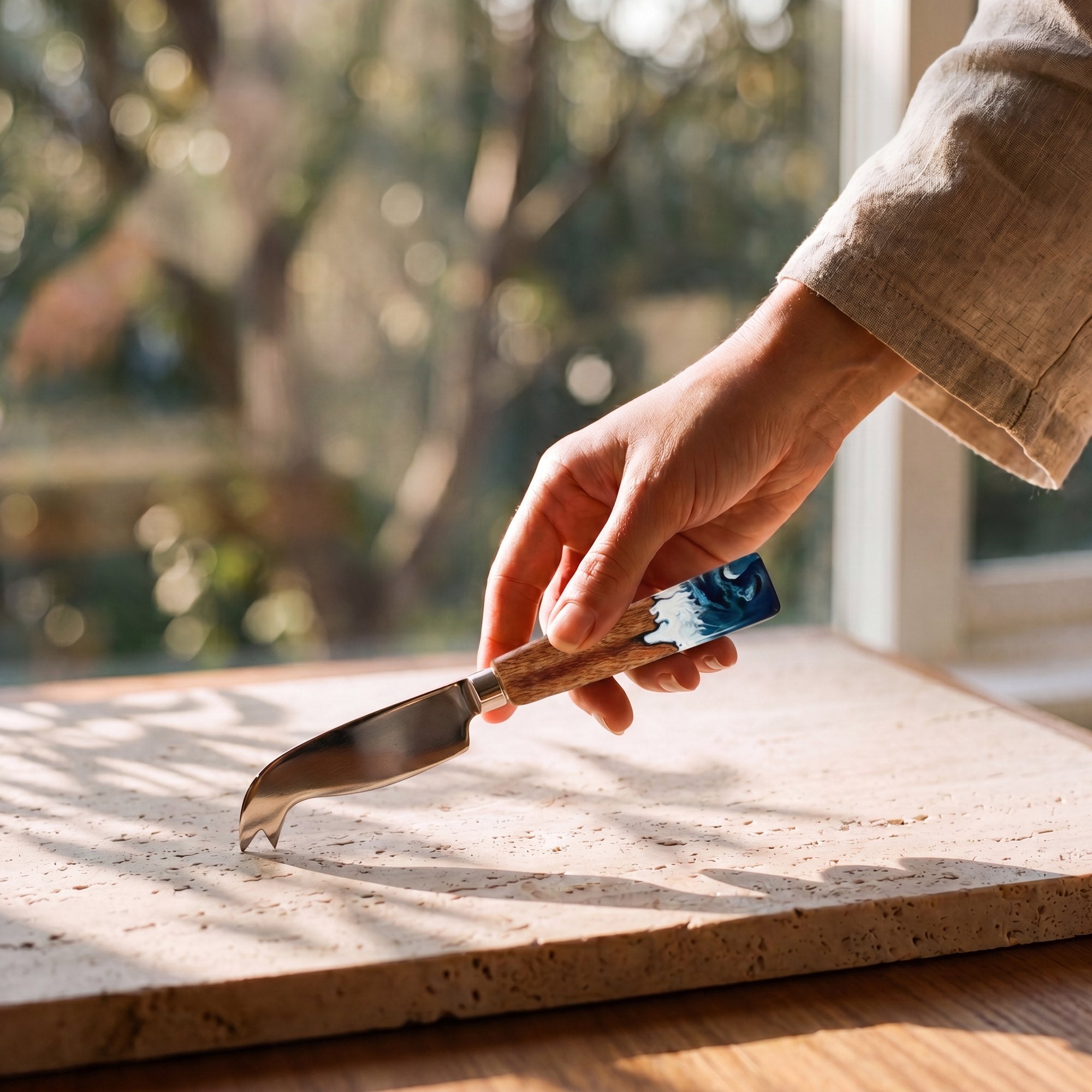 Charcuterie Bundle in Prussian Blue - Cheese knife in hand 
