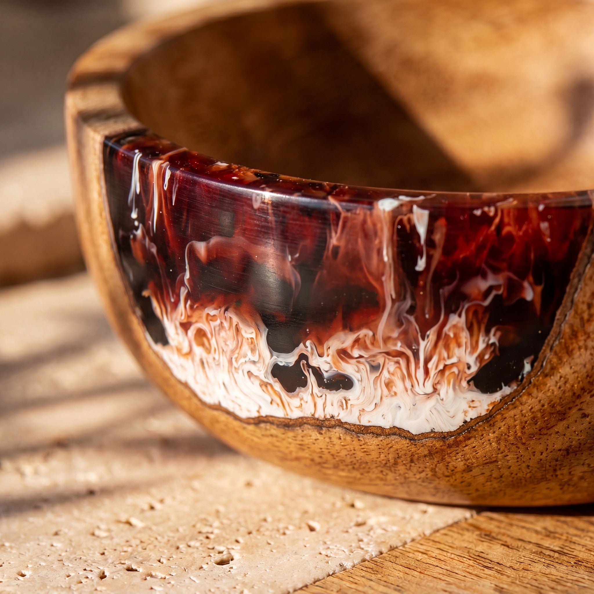 The Entertainer's Bundle in Burnt Ivory - Resin bowl resin close-up