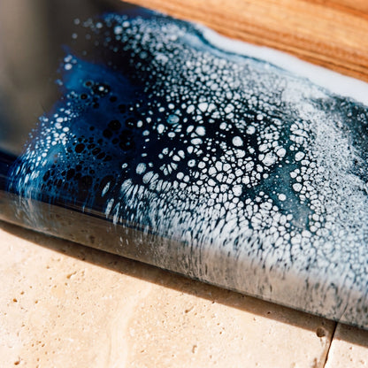 The Entertainer's Bundle in Prussian Blue - Large paddle resin pattern close-up