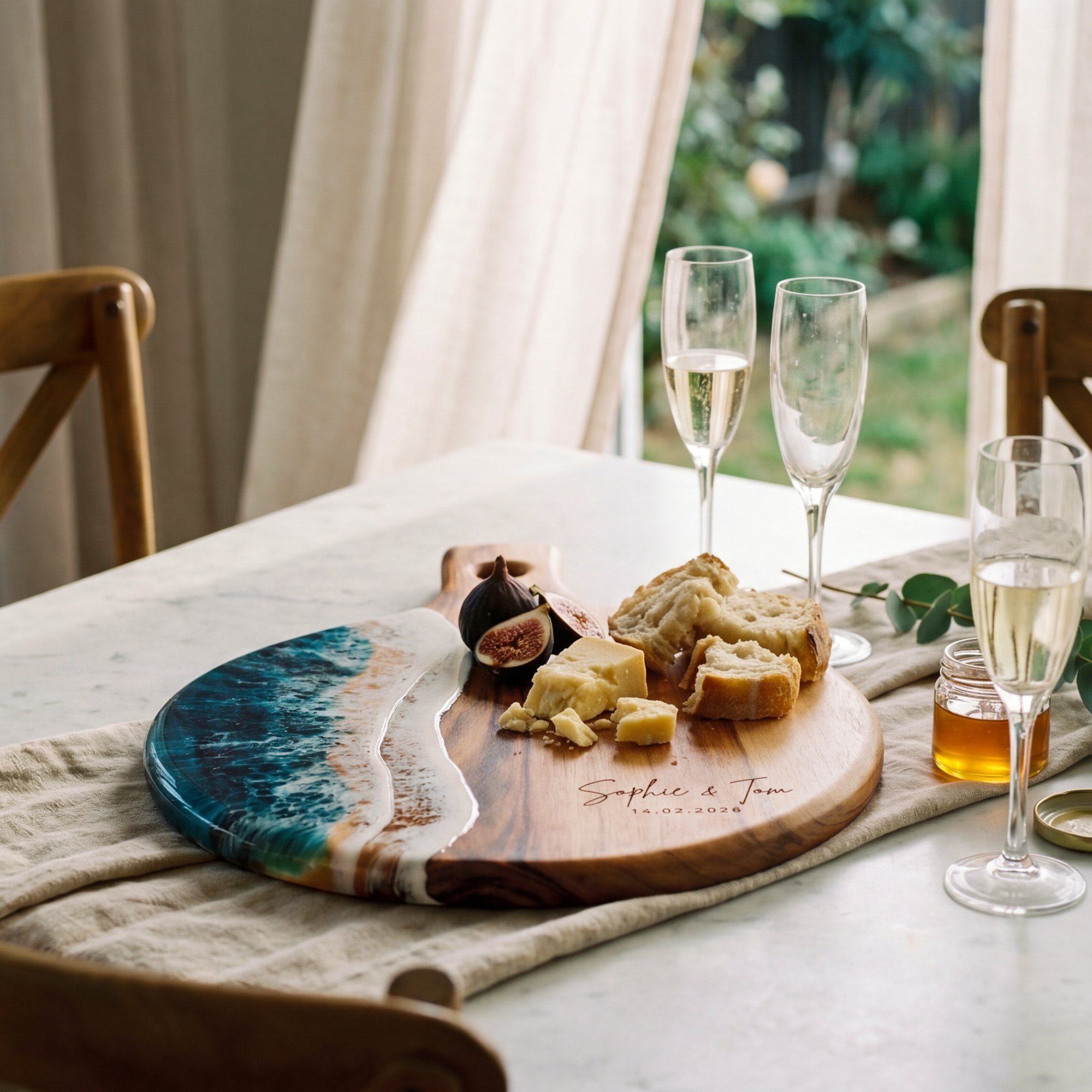 Gourmet Duo Gift Box in Seascape - Round board styled lifestyle setting 