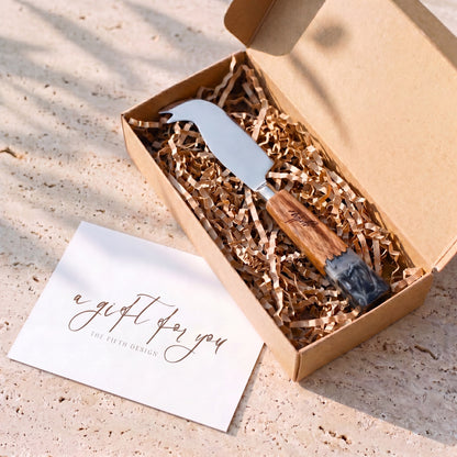 Resin Cheese Knife in Slate - gift box presentation #colour_slate