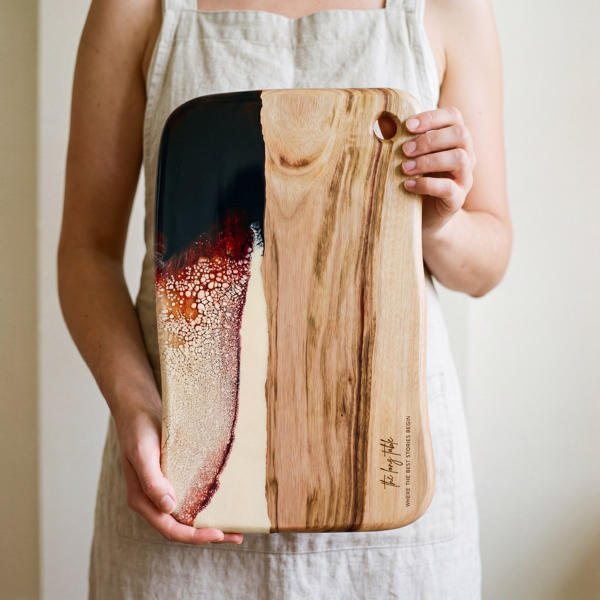 Large Resin Board in Burnt Ivory - Held in hand #colour_burnt-ivory