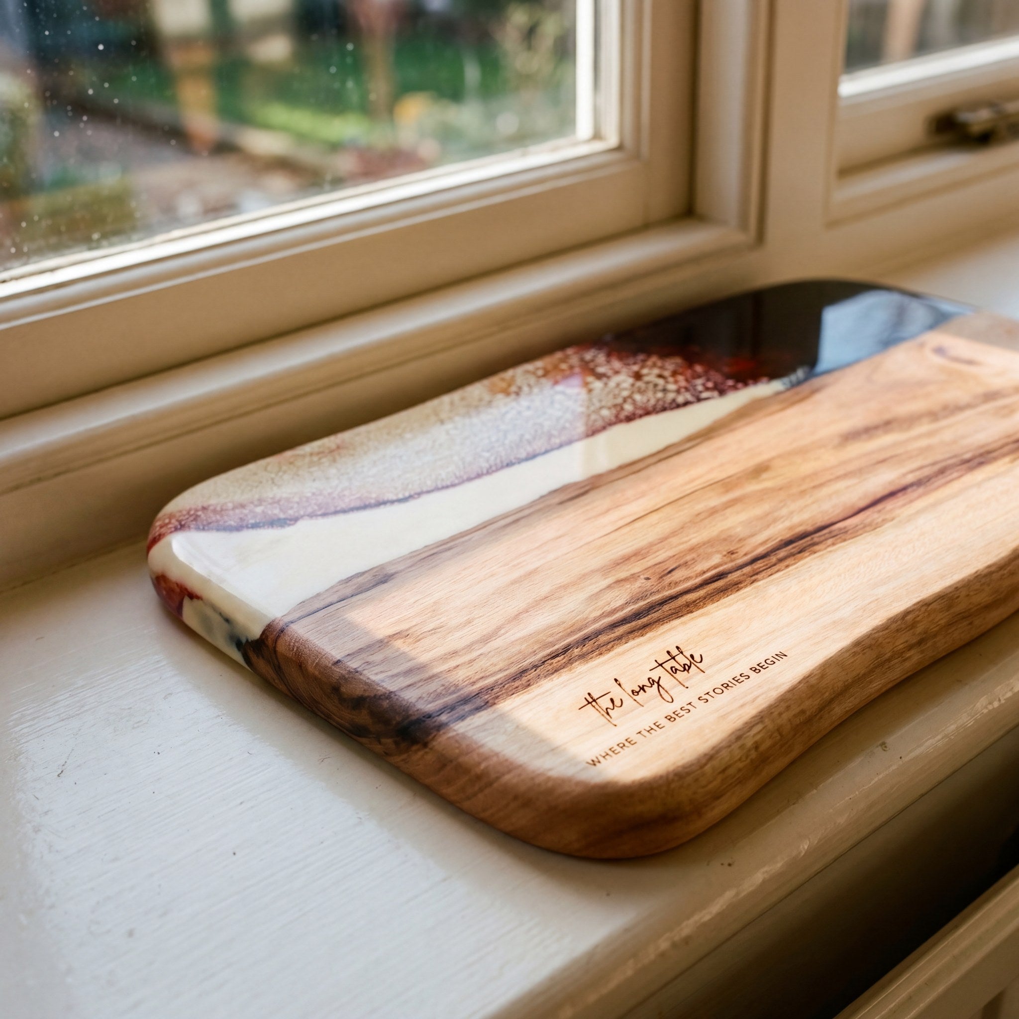 Large Resin Board in Burnt Ivory - Personalised engraving detail #colour_burnt-ivory