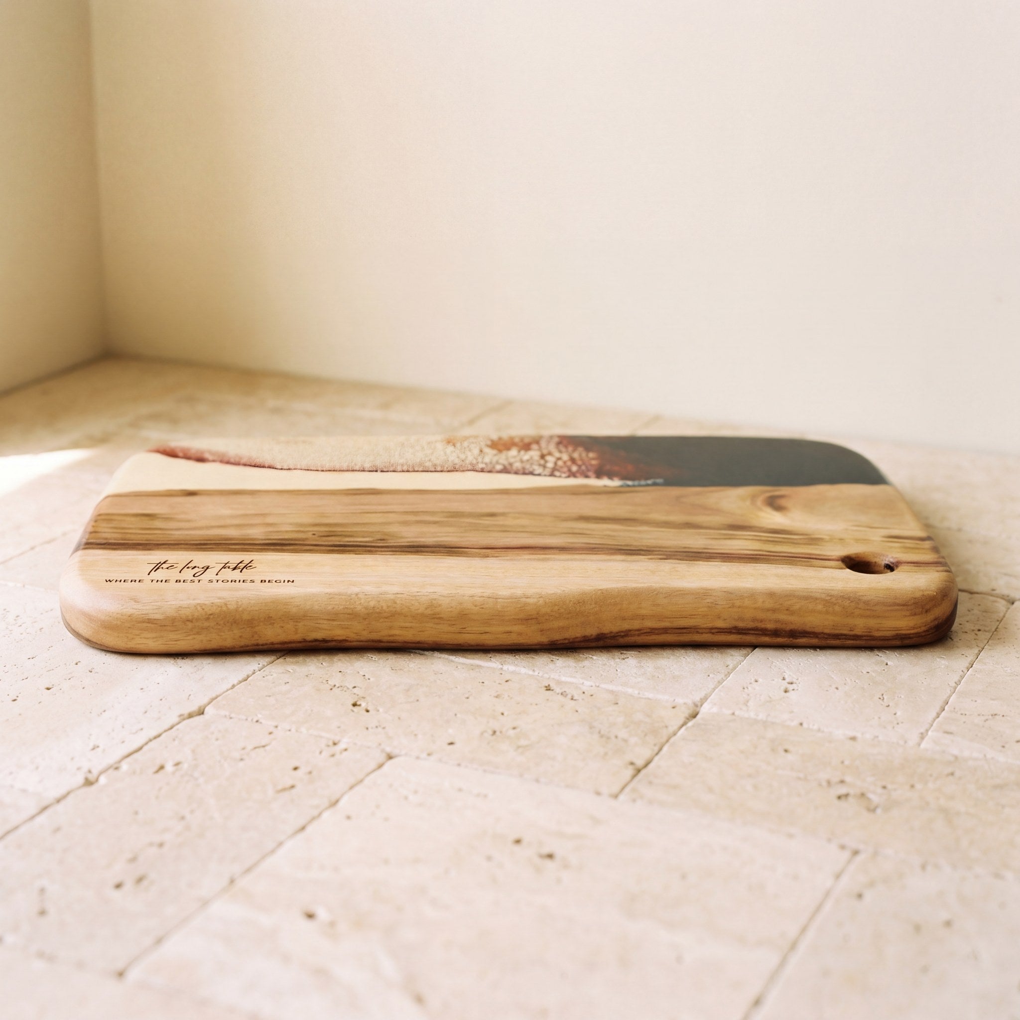 Large Resin Board in Burnt Ivory - Side profile showing the resin edge #colour_burnt-ivory