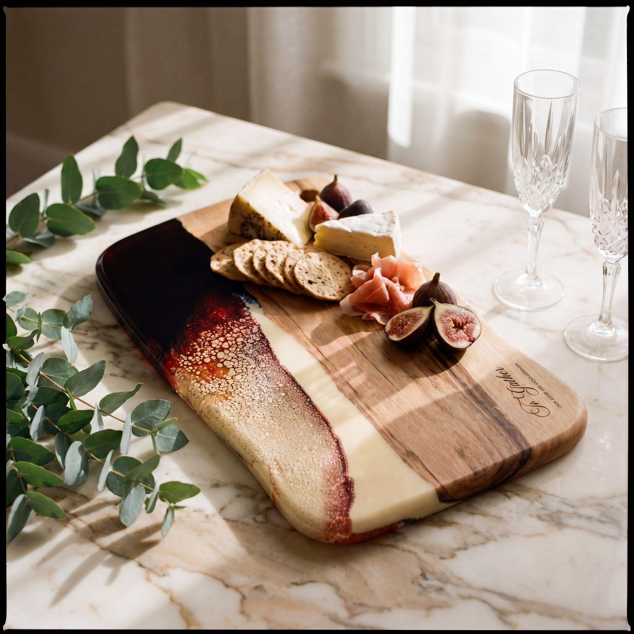 Large Resin Board in Burnt Ivory - Styled on a wedding table #colour_burnt-ivory