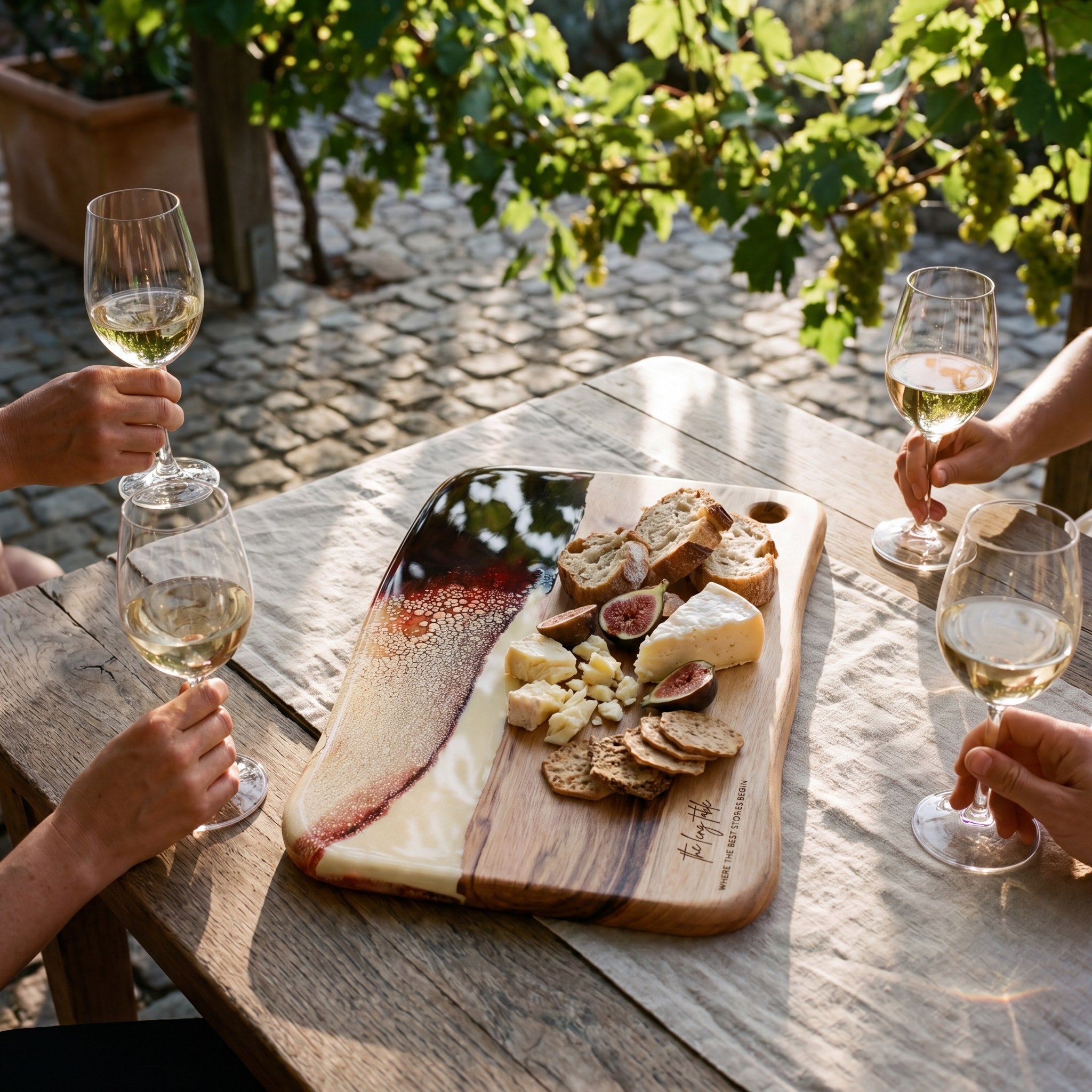 Large Resin Board in Burnt Ivory - Summer gathering scene #colour_burnt-ivory