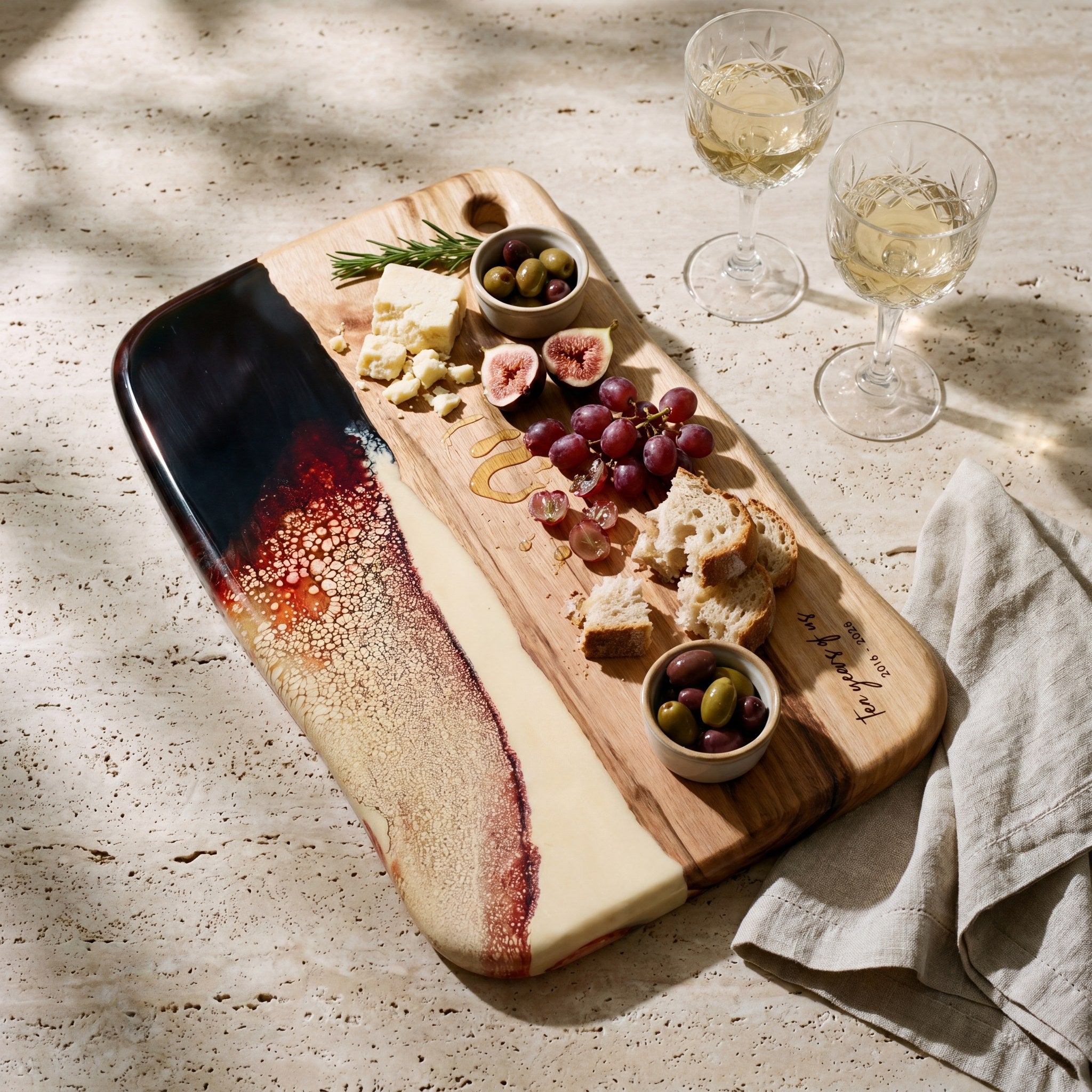 Large Resin Board in Burnt Ivory - Anniversary grazing board #colour_burnt-ivory