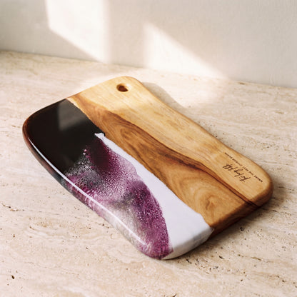 Large Resin Board in Lilac - Hero shot of the live-edge slab #colour_lilac